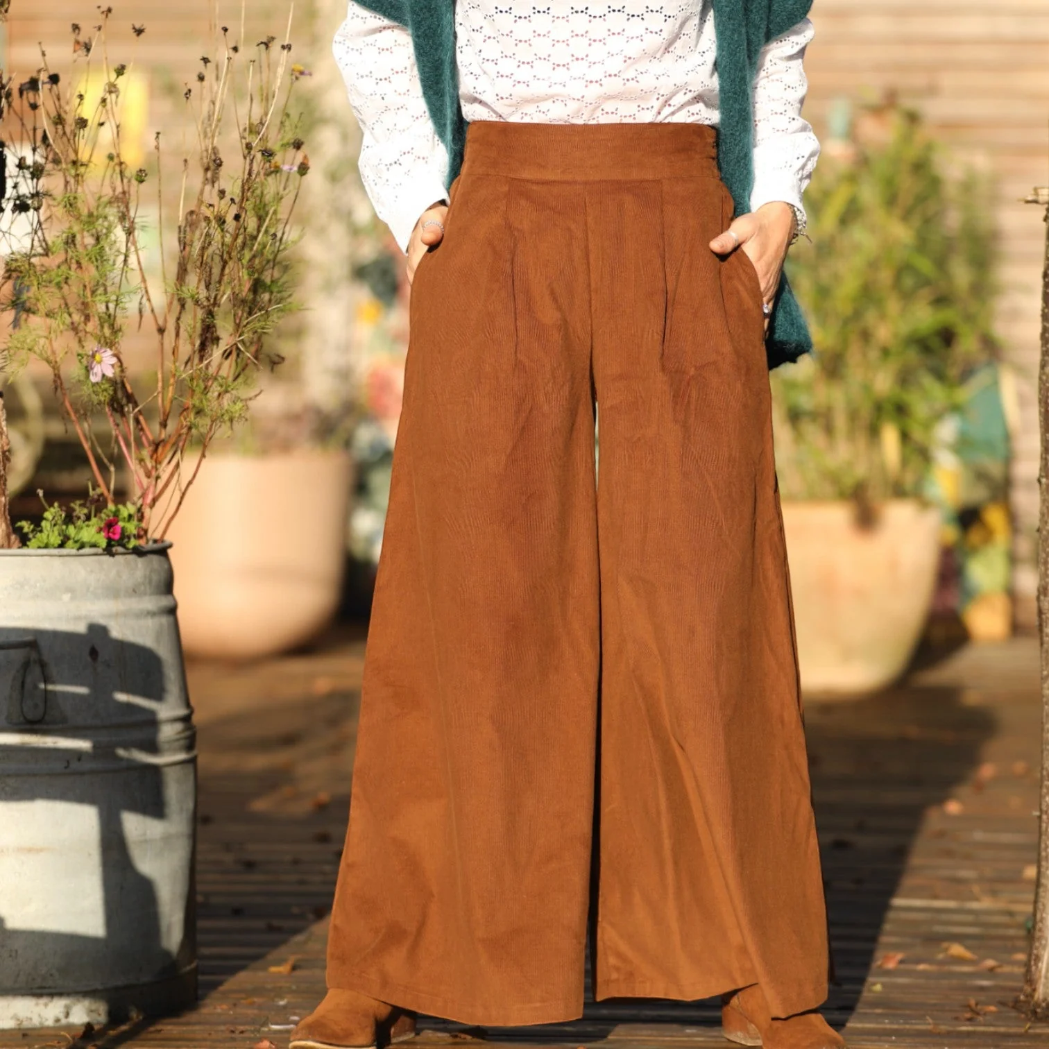 Jupe culotte Arielle en velours milleraies écureuil - Image 6