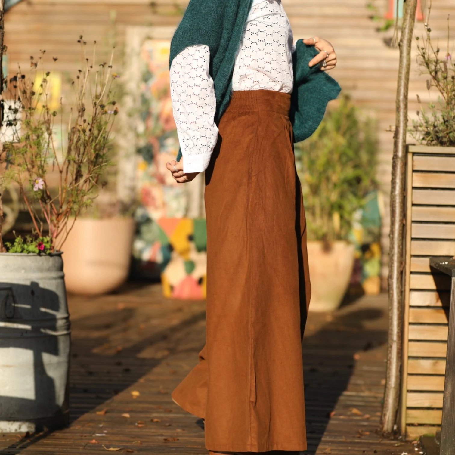 Jupe culotte Arielle en velours milleraies écureuil - Image 7