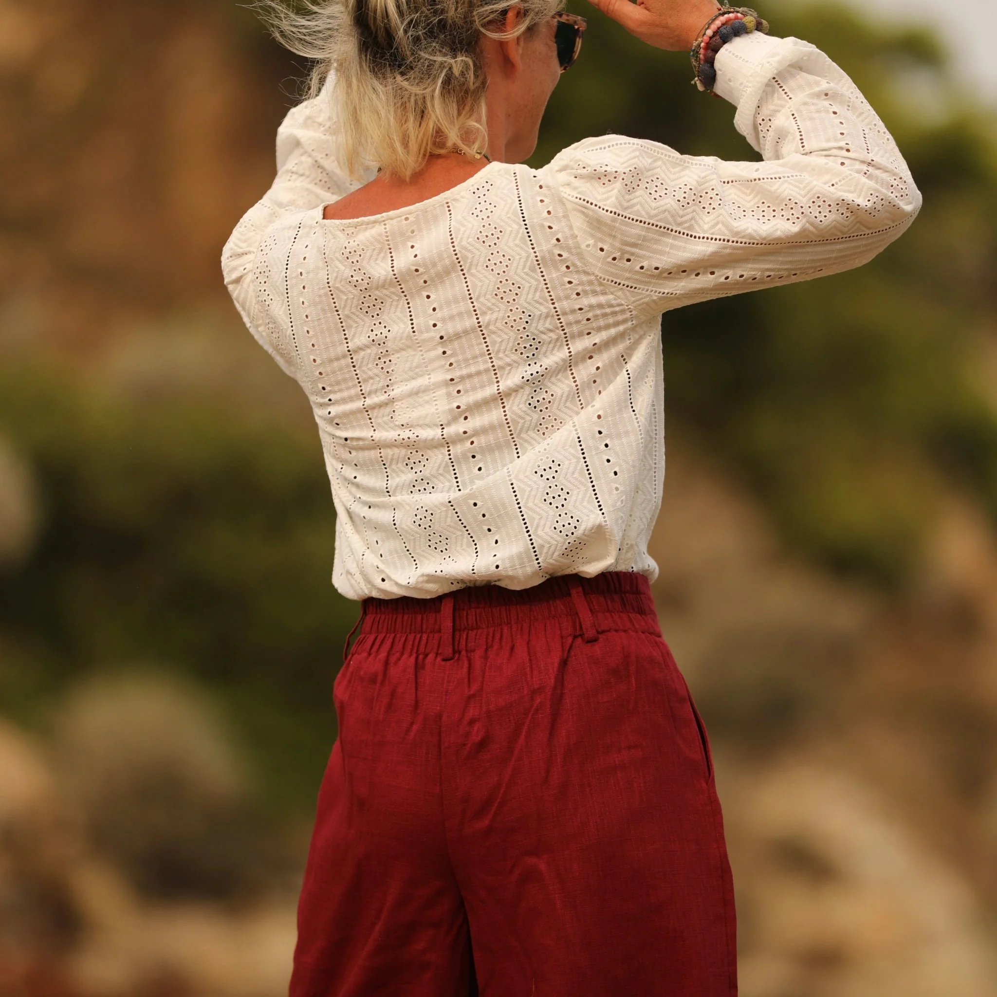 Jupe culotte Margot - lin grenat - Image 4