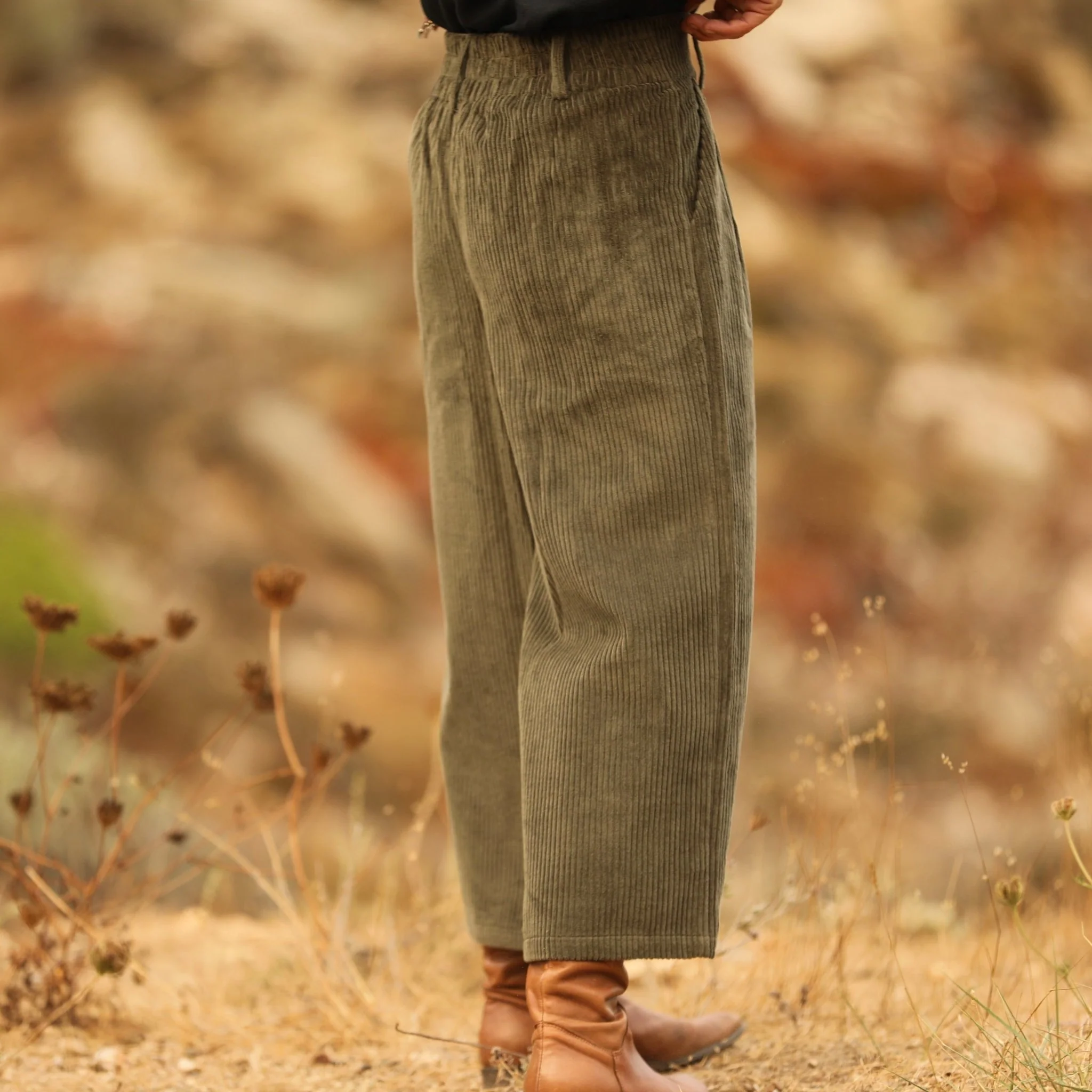 Jupe culotte Margot - velours côtelé kaki - Image 8