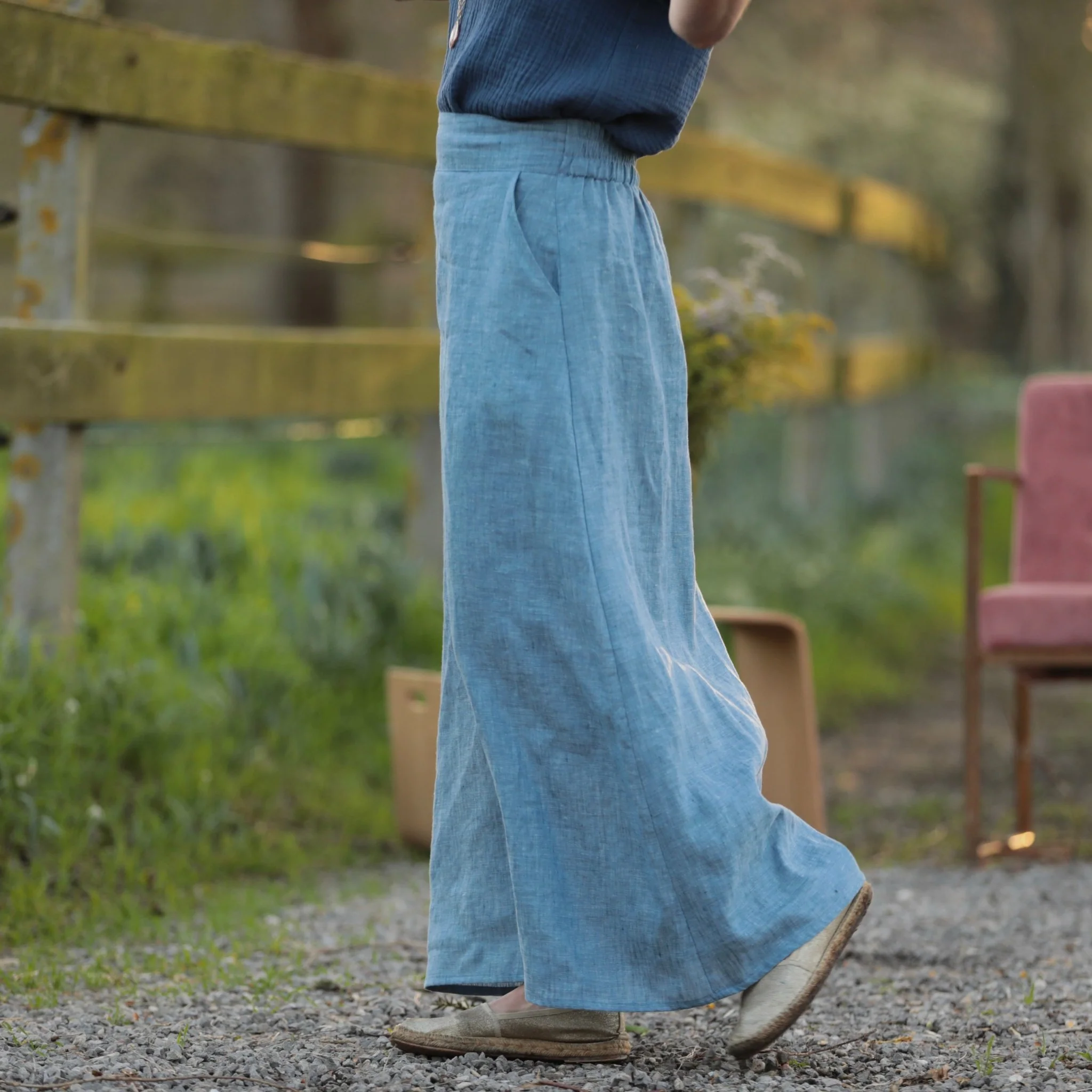 Jupe longue Maya - lin chiné denim - Image 7