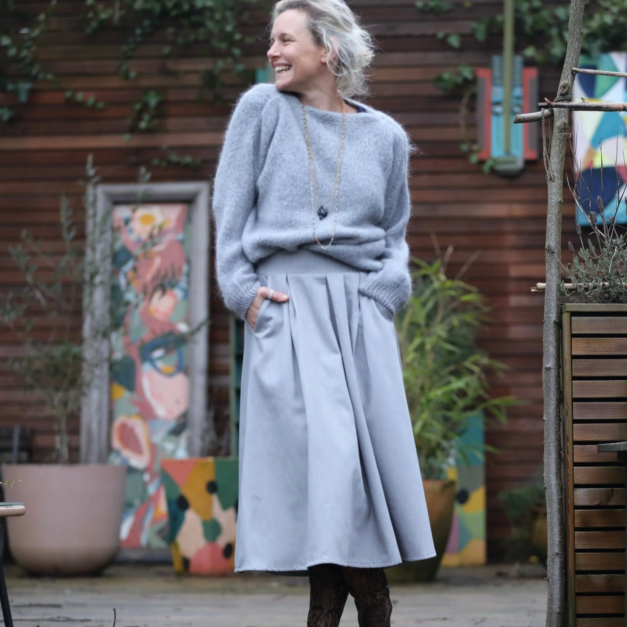Jupe Othilie - jean gris stone - Image 3
