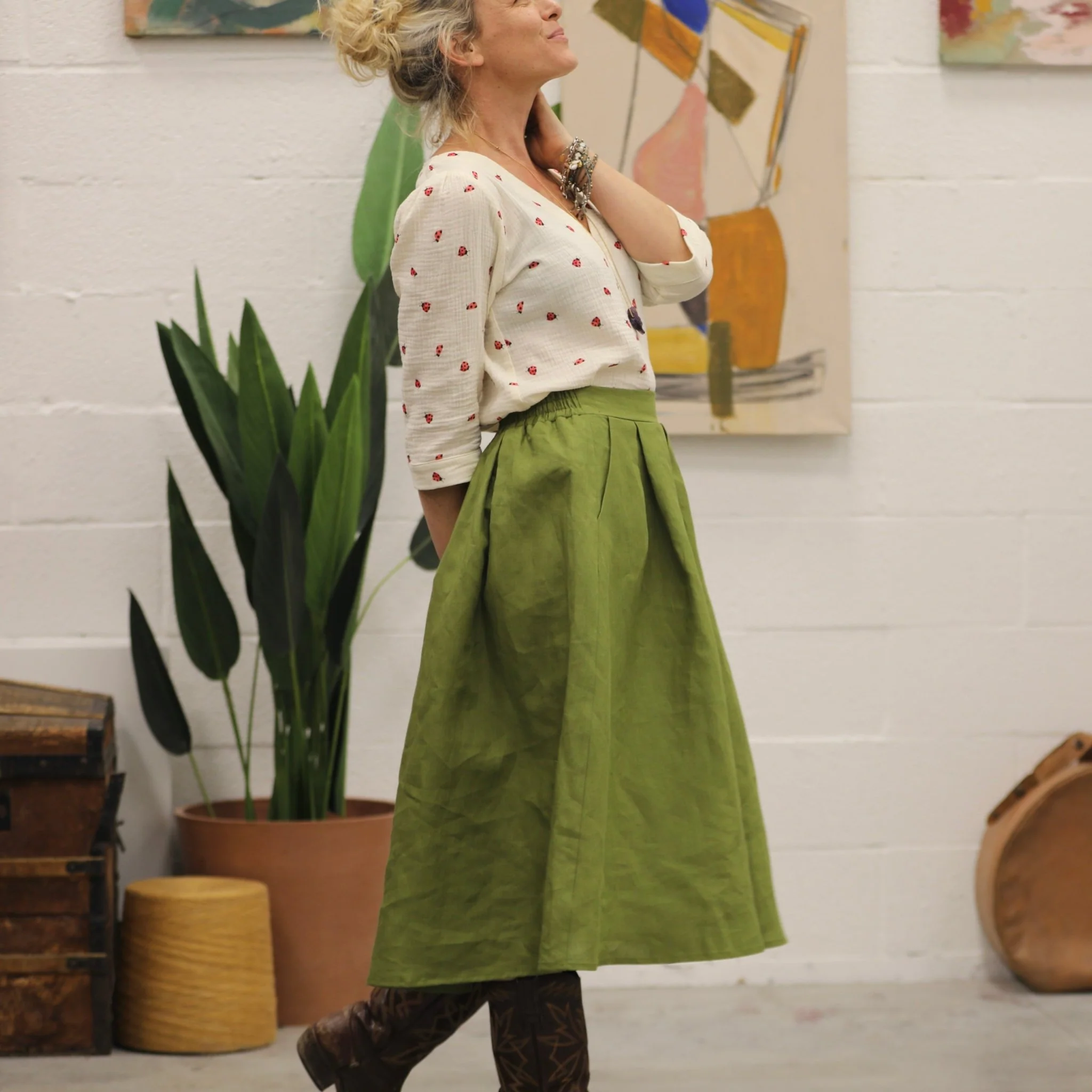 Jupe Othilie - lin vert Granny Smith - Image 6