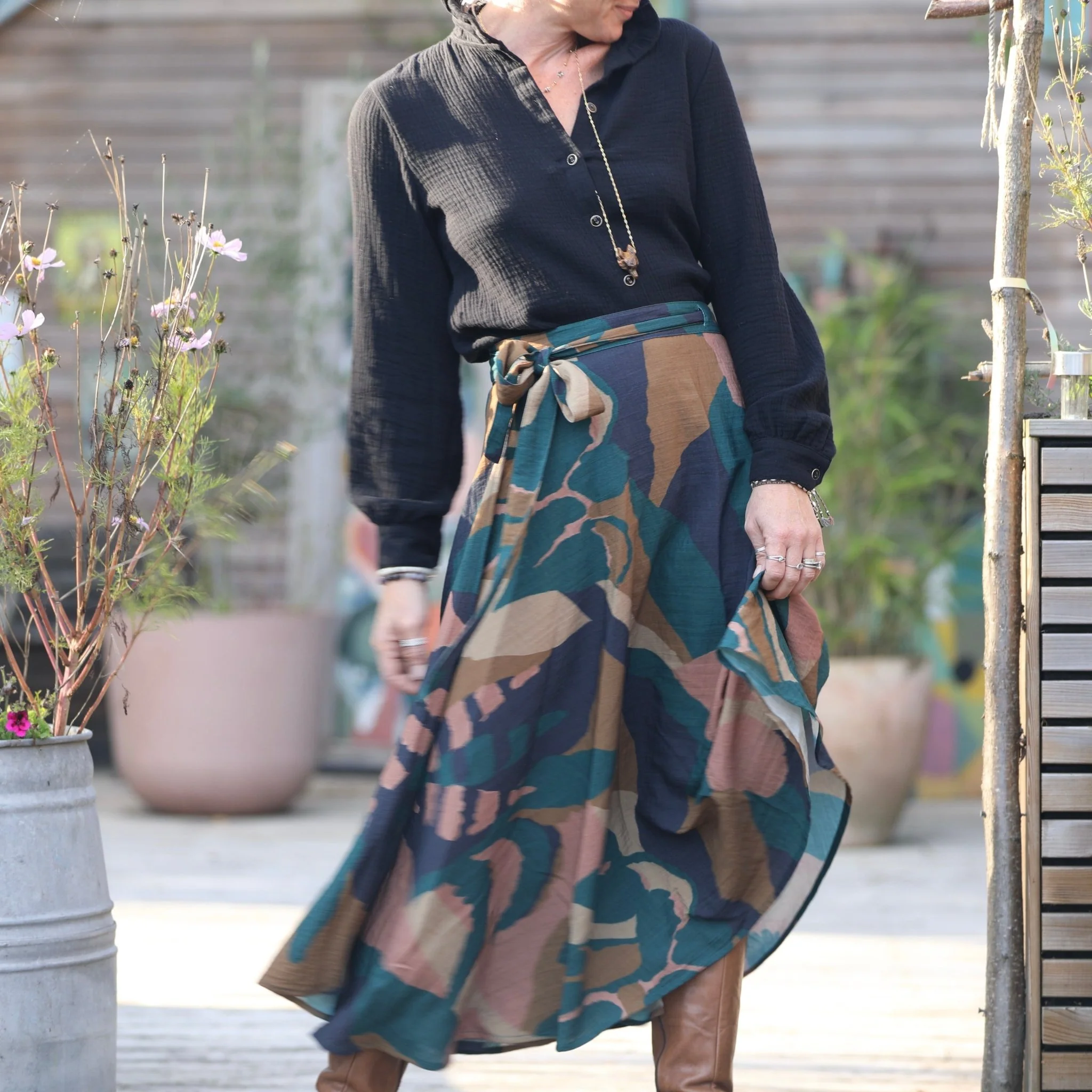 Jupe portefeuille Marie viscose/nylon "Nature Pastel"