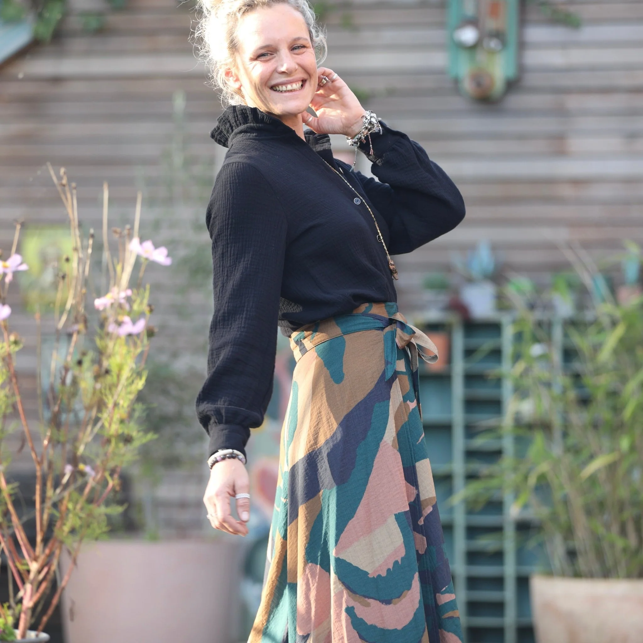 Jupe portefeuille Marie viscose/nylon "Nature Pastel" - Image 9