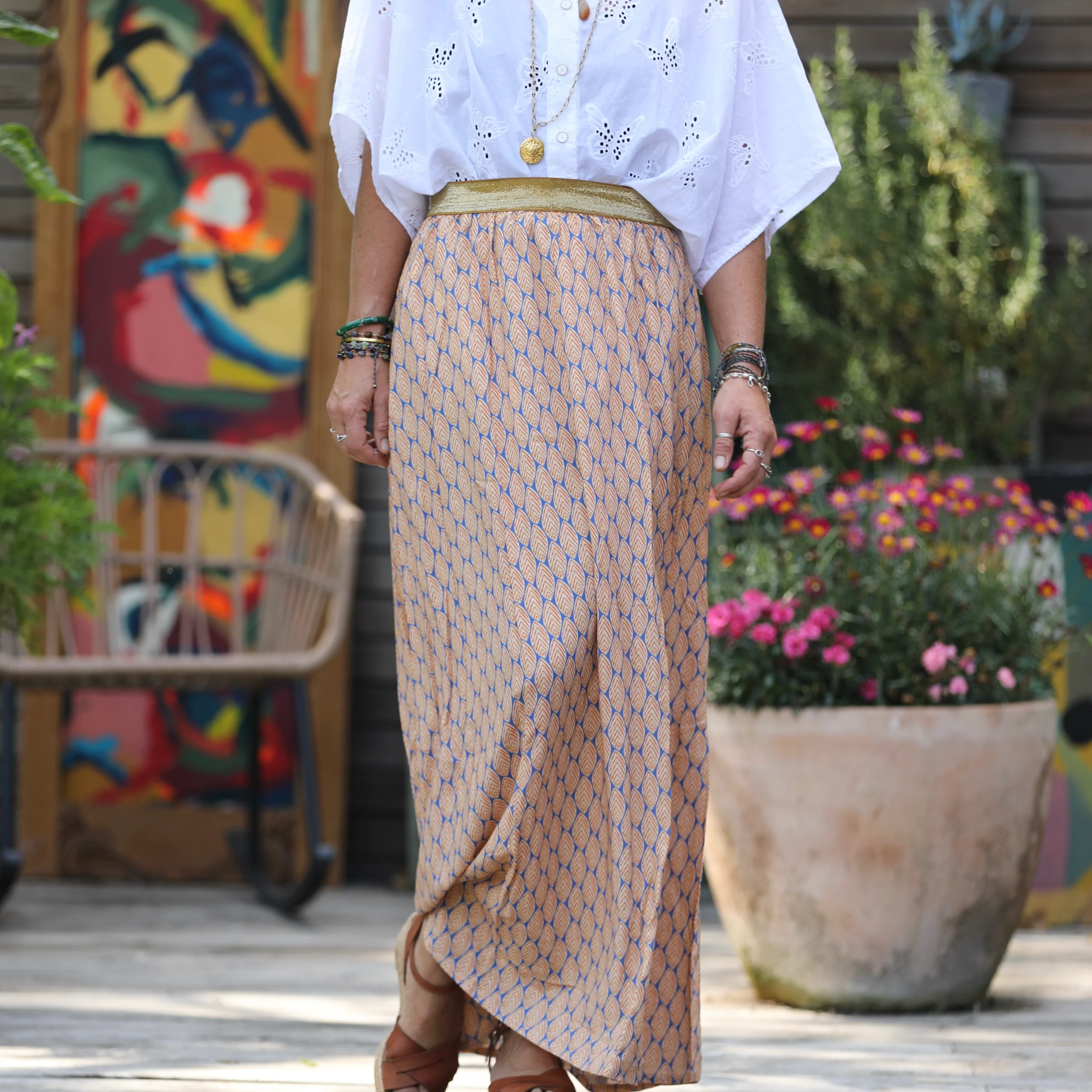 Jupe Rachelle feuillage bleu/orange - 1m de hauteur - Image 3