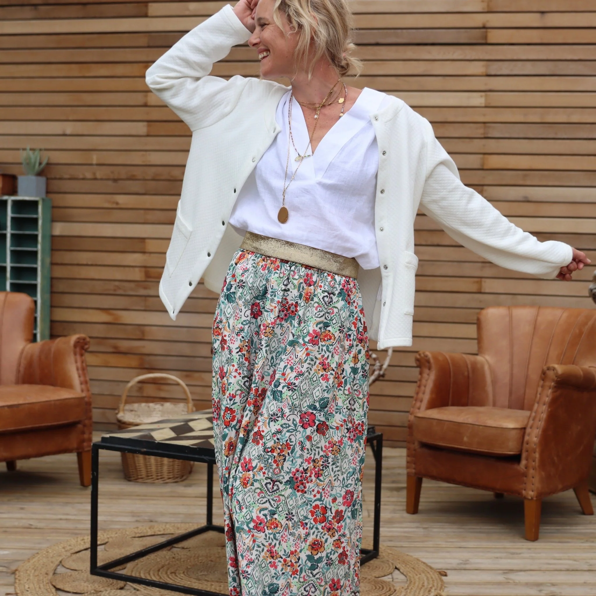 Jupe Rachelle Viscose fleurs d'Ousson - 1m de hauteur - Image 7