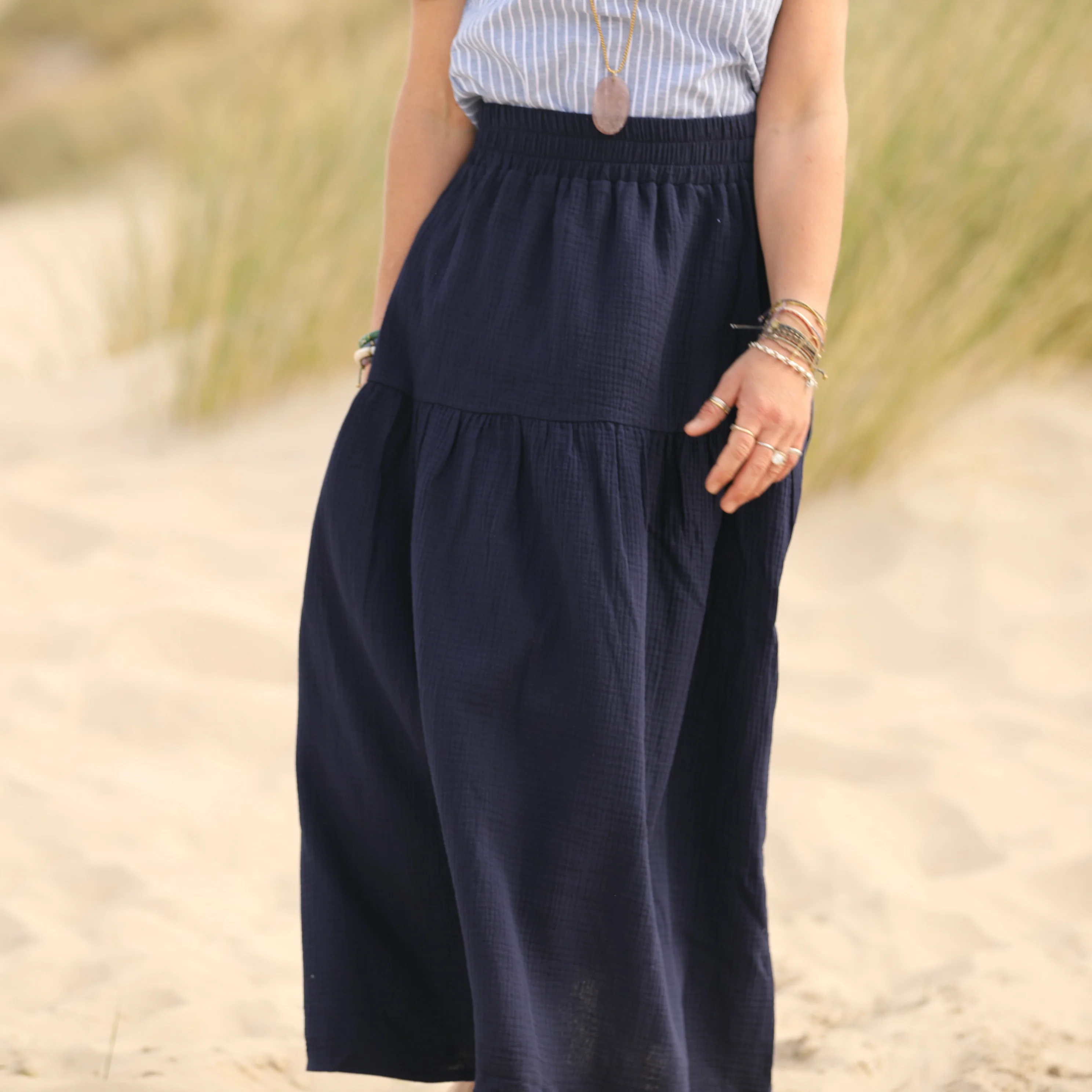 Jupe Sarah - double gaze de coton bleu nuit - Image 4
