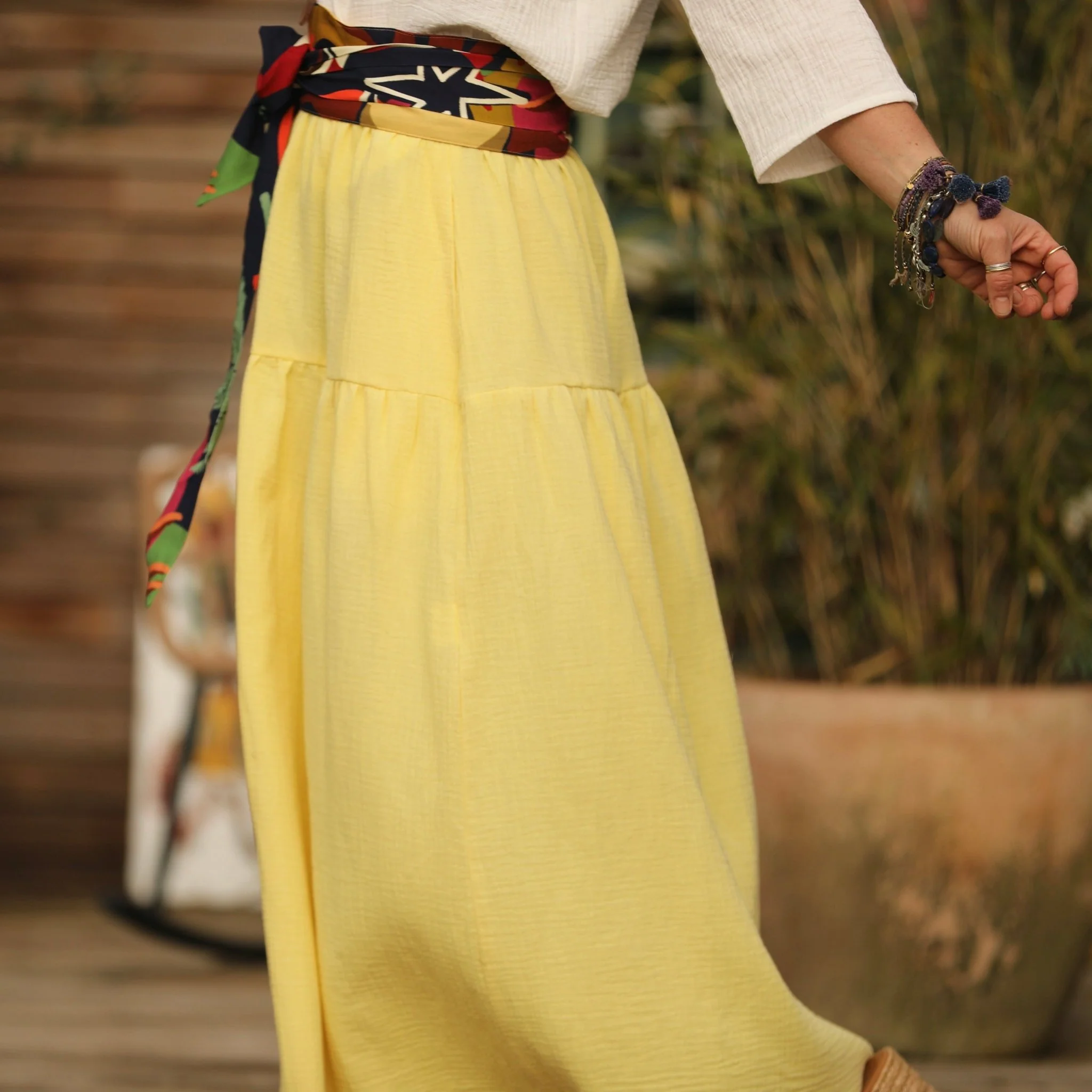 Jupe Sarah - double gaze de coton jaune mimosas - Image 7