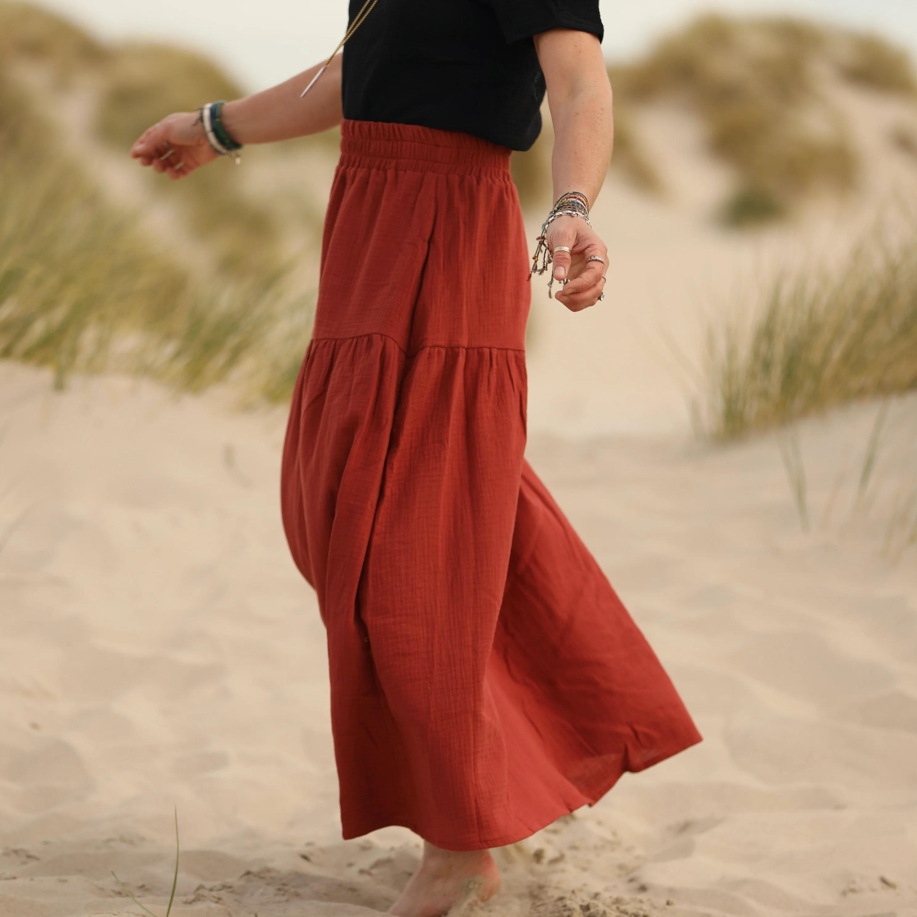 Jupe Sarah - double gaze de coton terre de sienne - Image 6