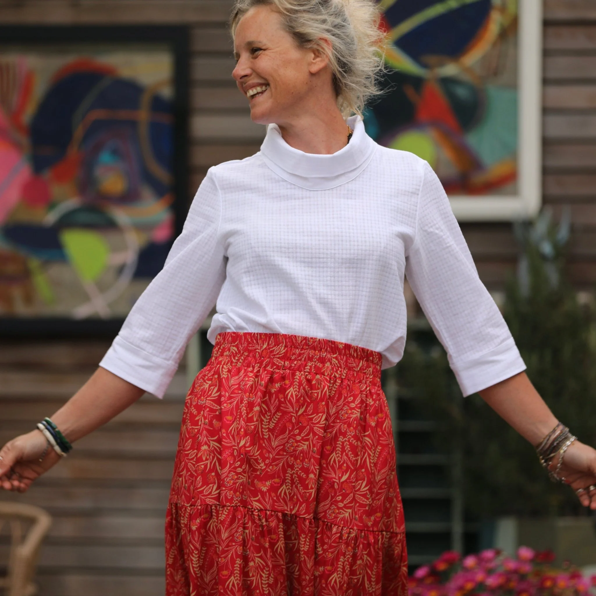 Jupe Sarah - viscose rouge mystérieux - Image 3