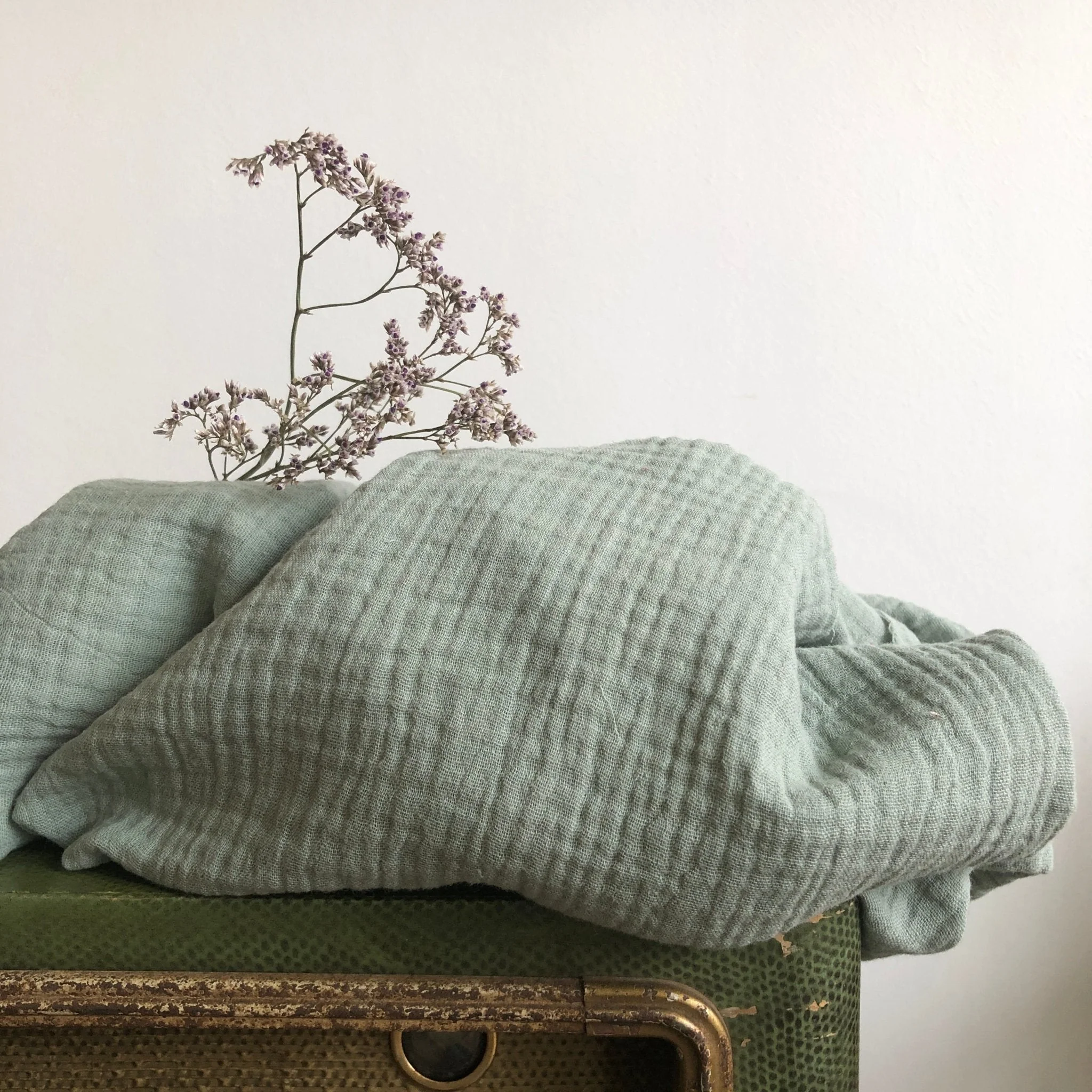 Jupe Tao double gaze de coton vert d'eau - 92cm de hauteur - Image 2