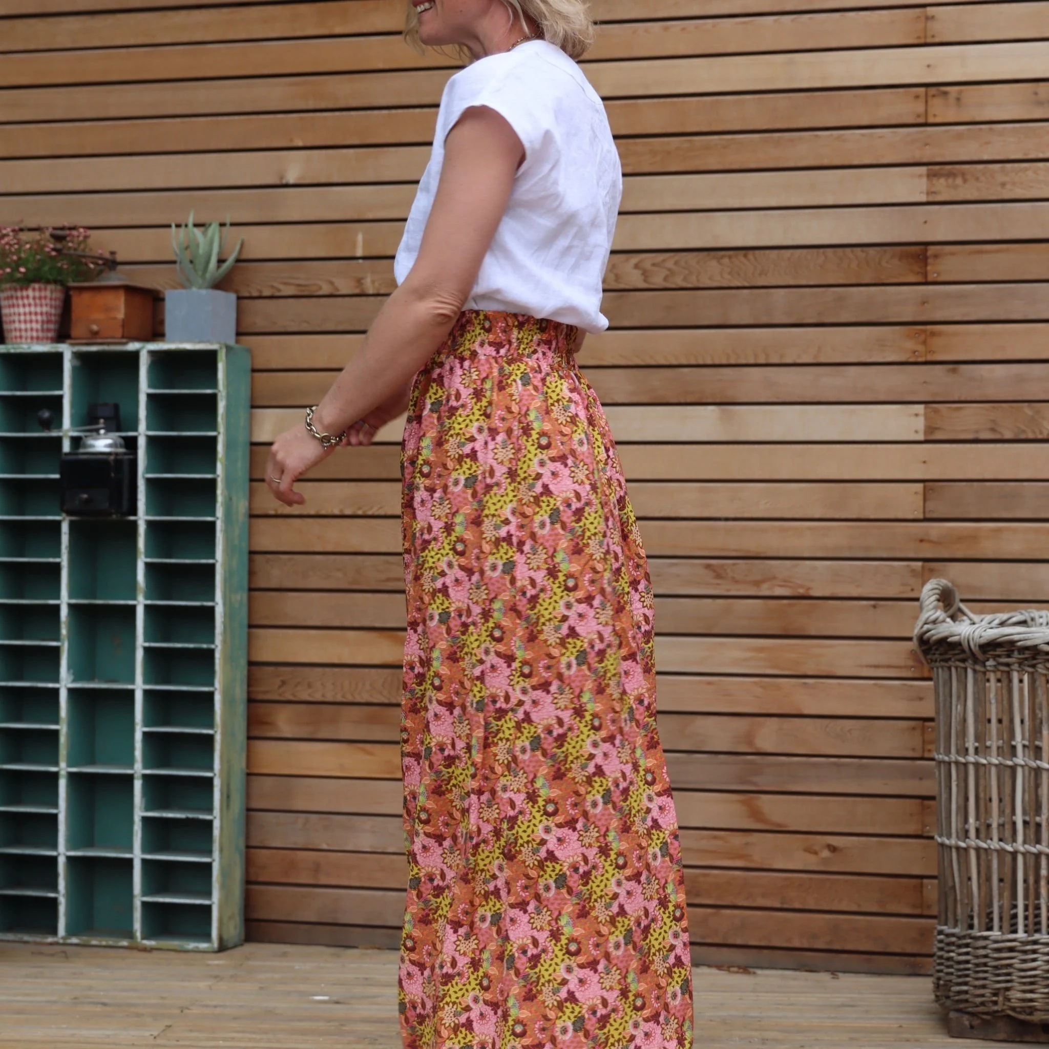 Jupe Tao Viscose fleurs des Embiez - 102cm de hauteur - Image 5