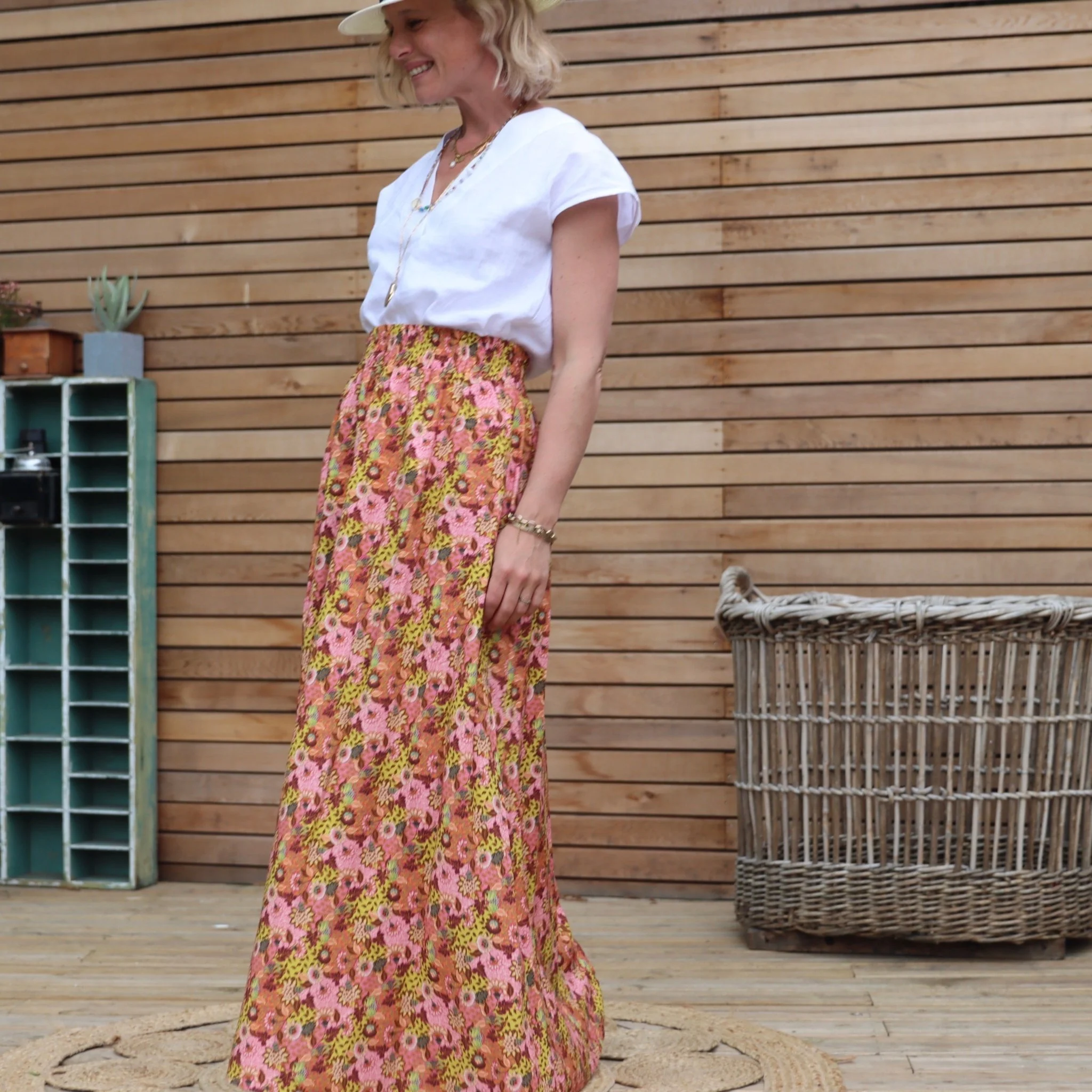 Jupe Tao Viscose fleurs des Embiez - 102cm de hauteur - Image 7