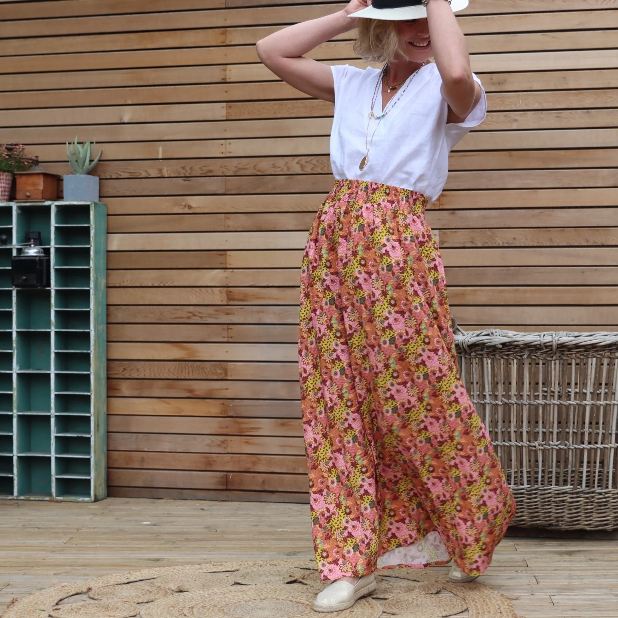 Jupe Tao Viscose fleurs des Embiez - 102cm de hauteur - Image 8