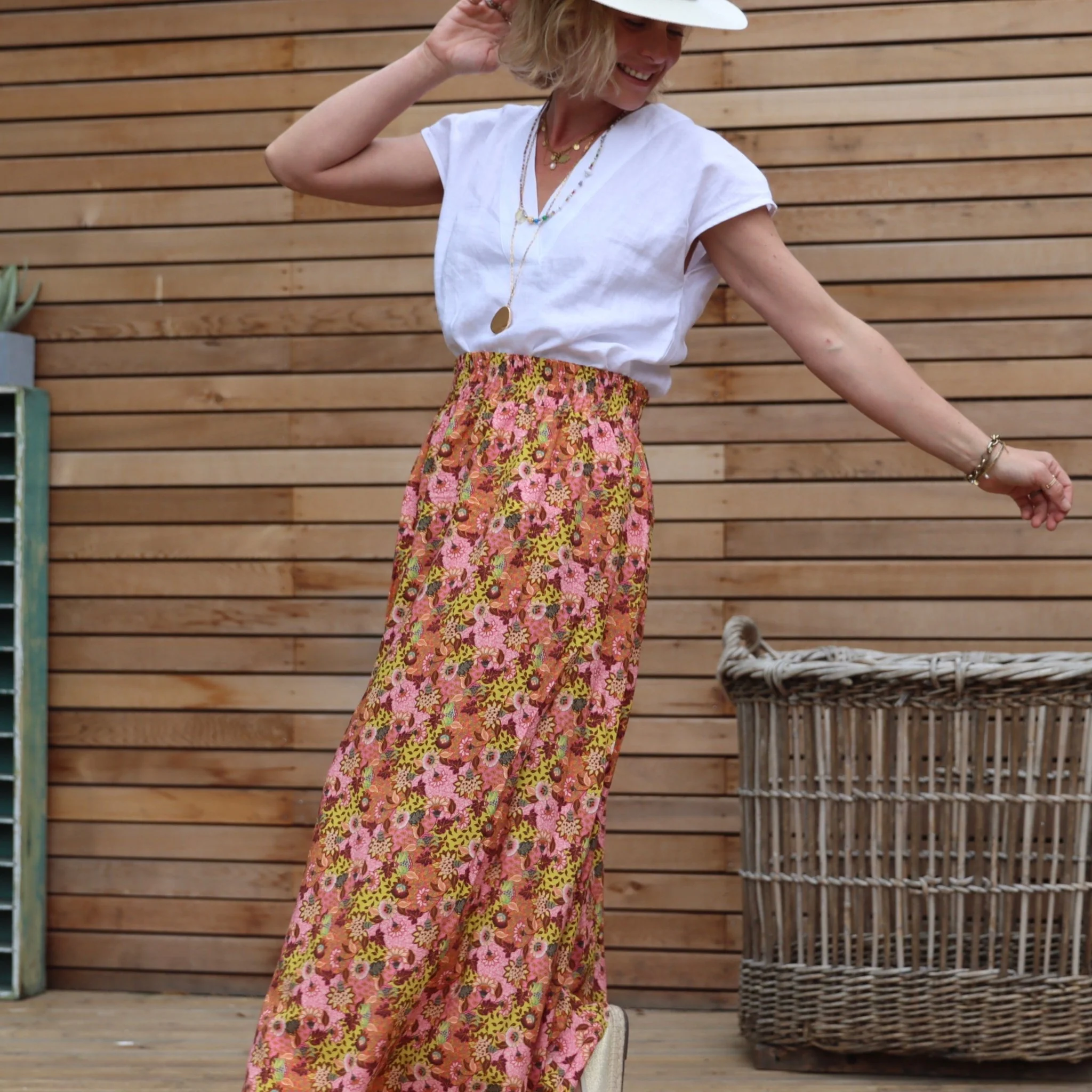 Jupe Tao Viscose fleurs des Embiez - 102cm de hauteur - Image 9