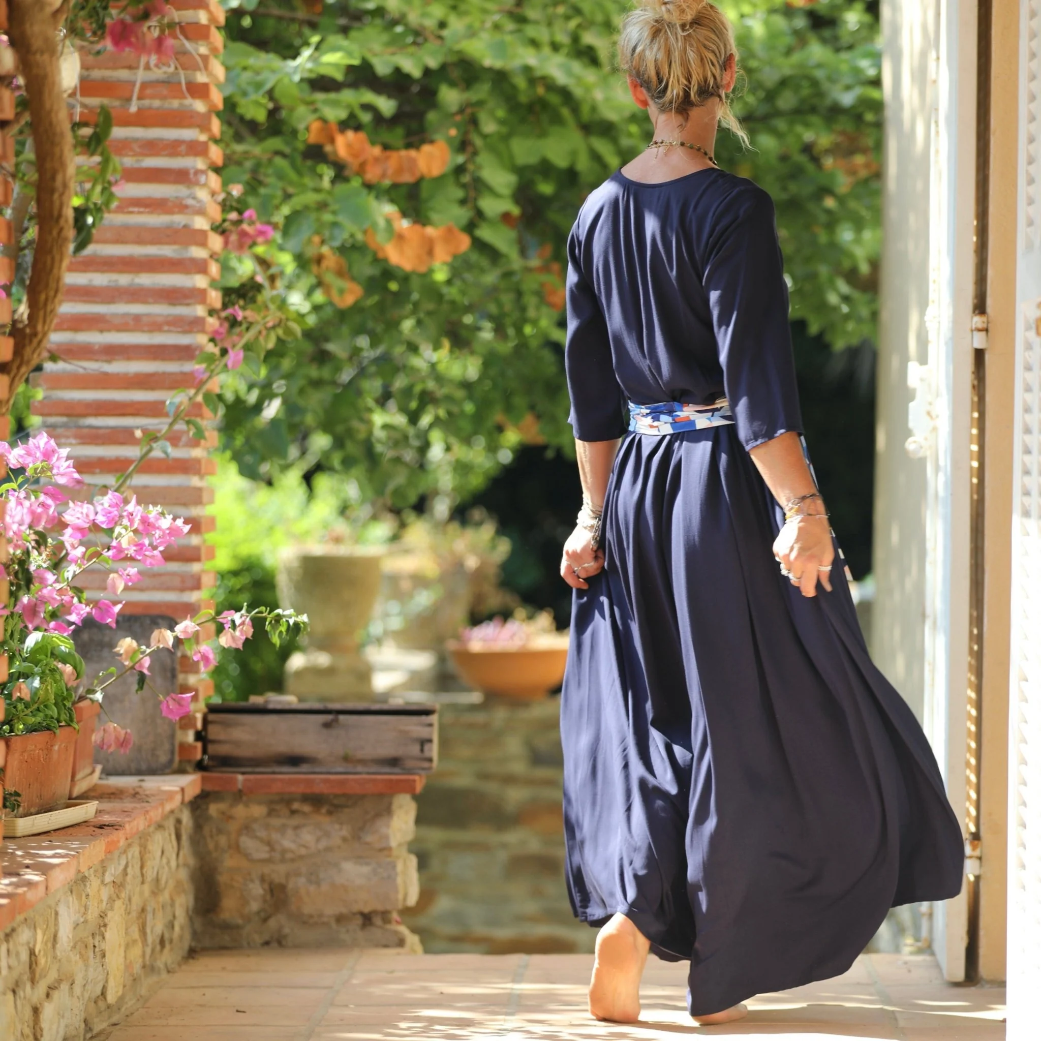 La combi India manches 3/4 en viscose bleu nuit - Image 6
