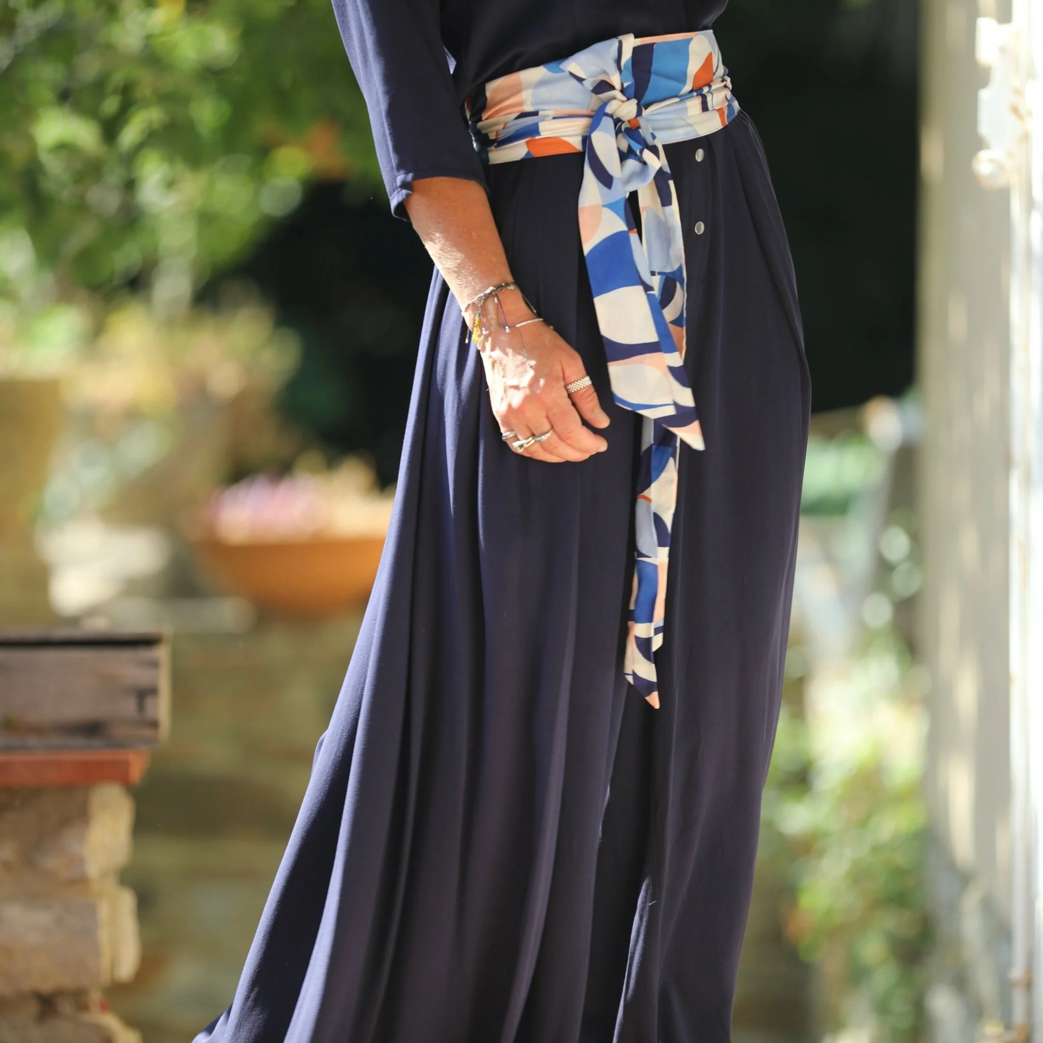 La combi India manches 3/4 en viscose bleu nuit - Image 9