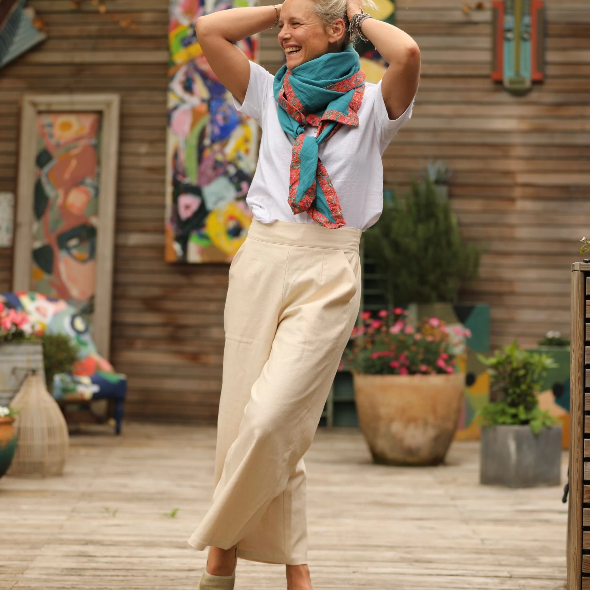 Le foulard Calista turquoise/Rani - Image 5