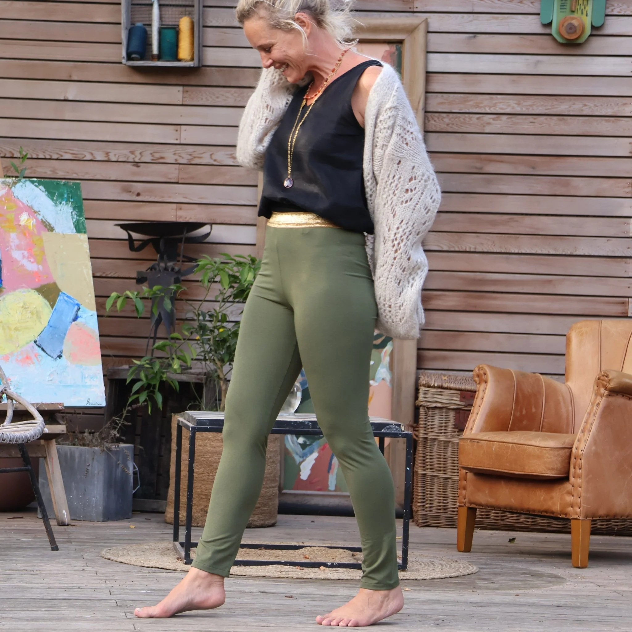 Legging Léo en jersey kaki - Image 8