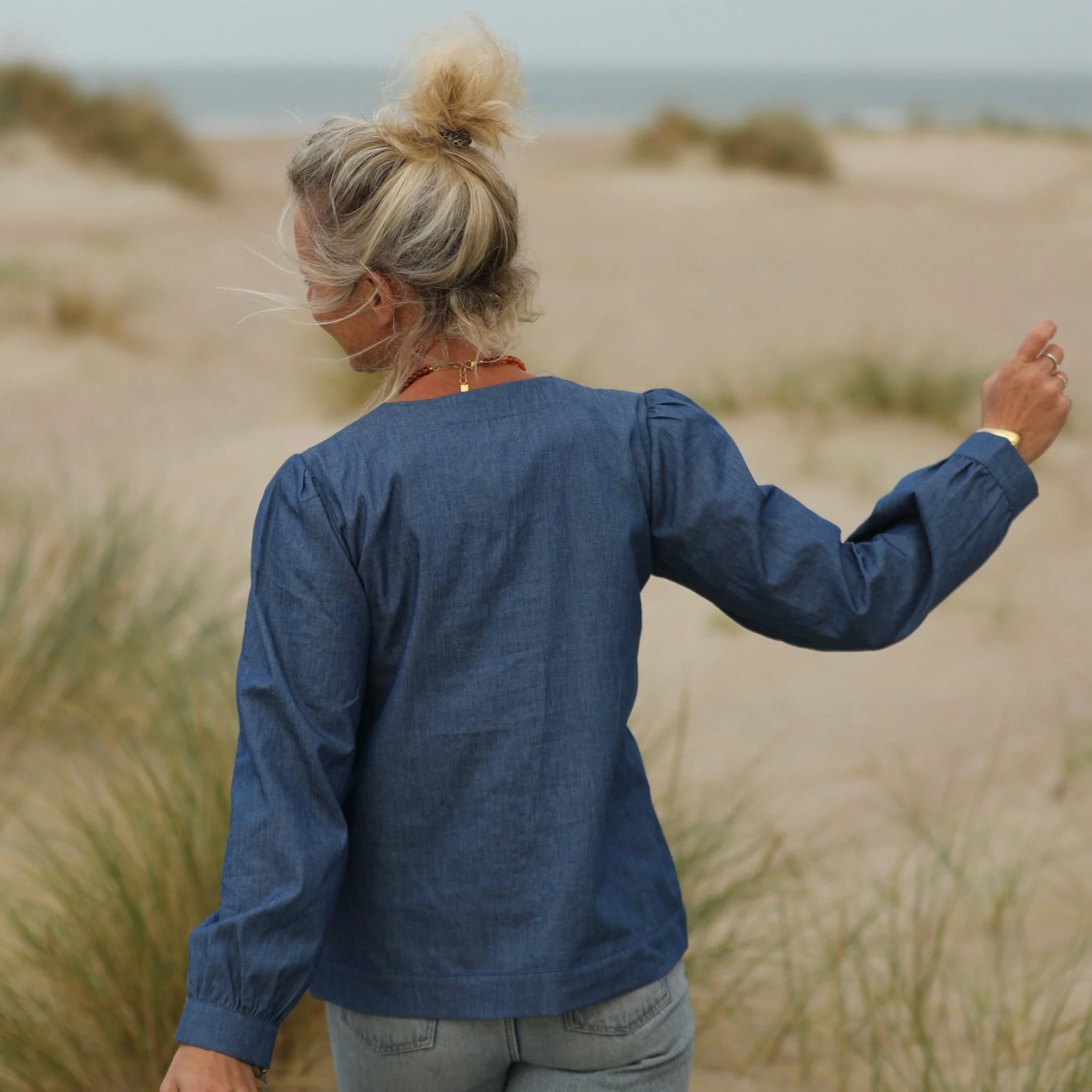 Blouse Léocadie - jean de coton bleu - Image 3