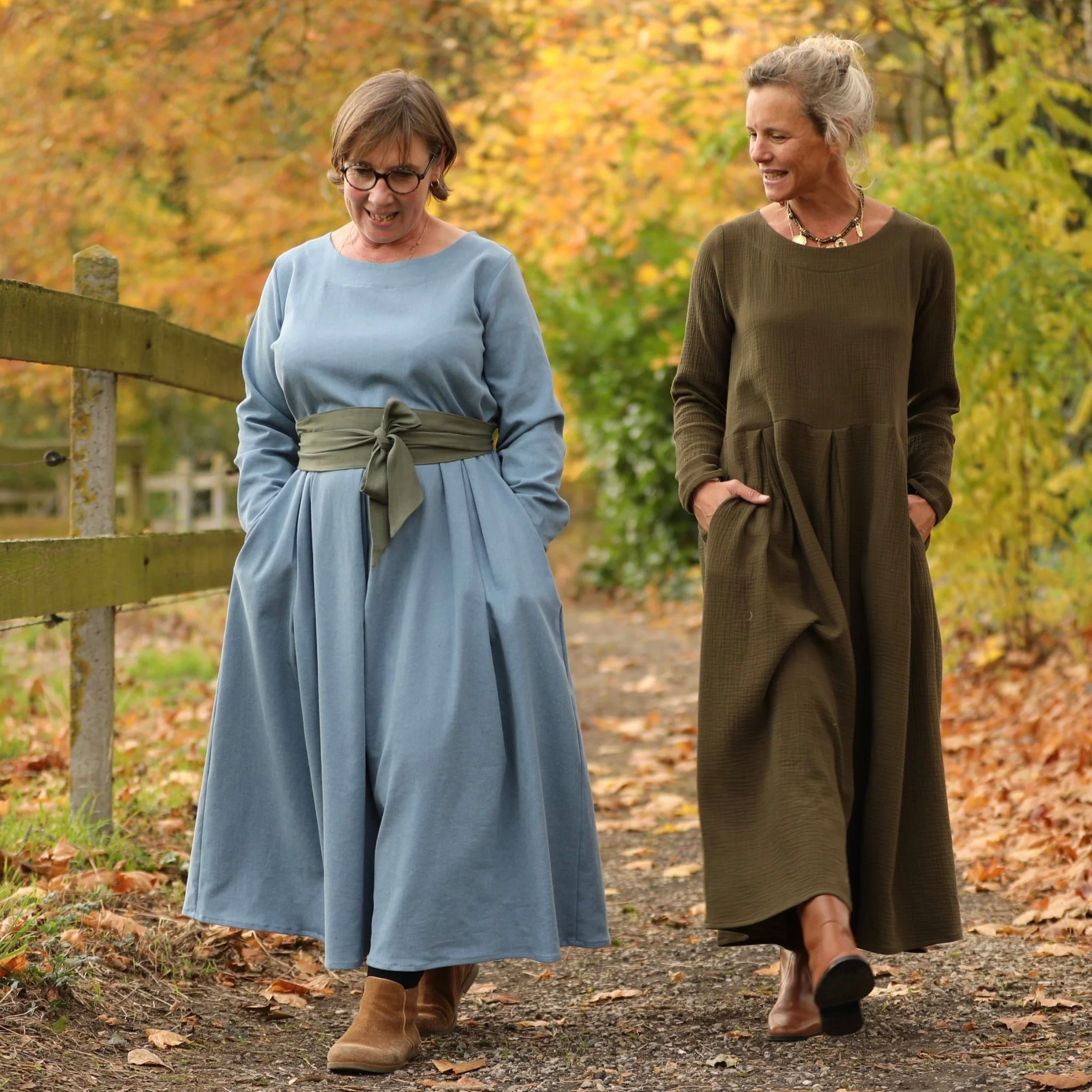 Robe Louisa - double gaze de coton kaki - Image 5