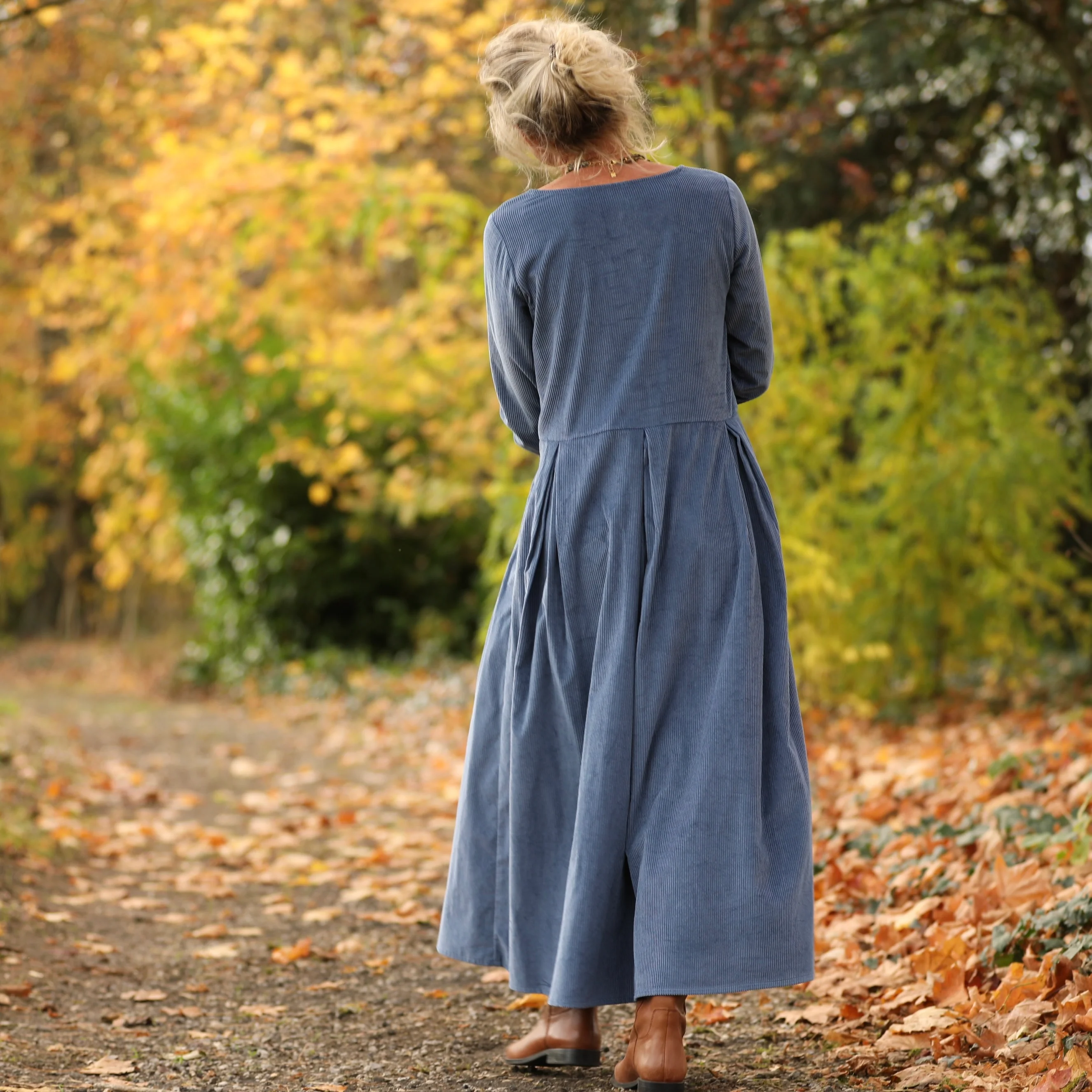 Robe Louisa - velours côtelé bleu officier - Image 3