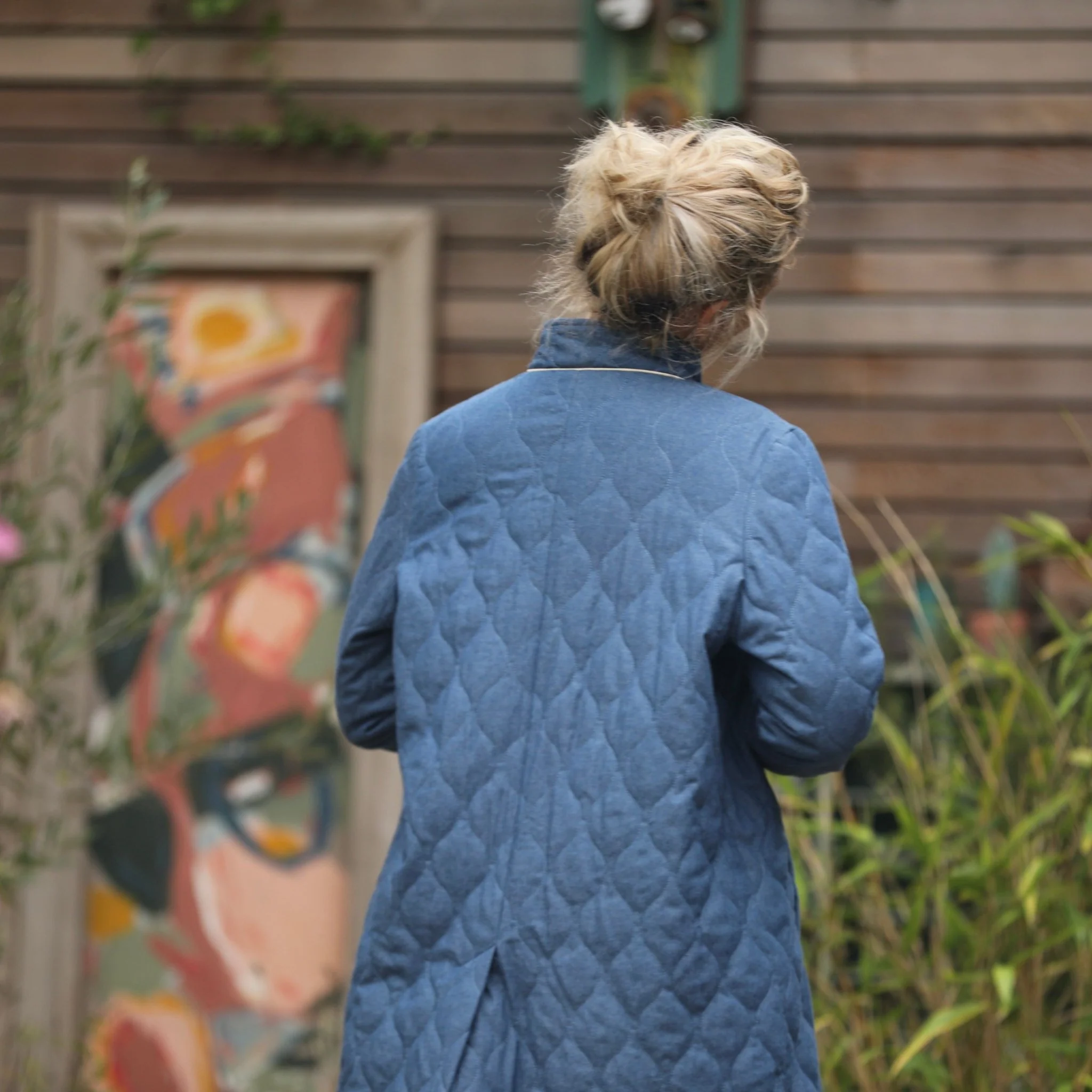Manteau Paul 3/4 - jean bleu matelassé - Image 4