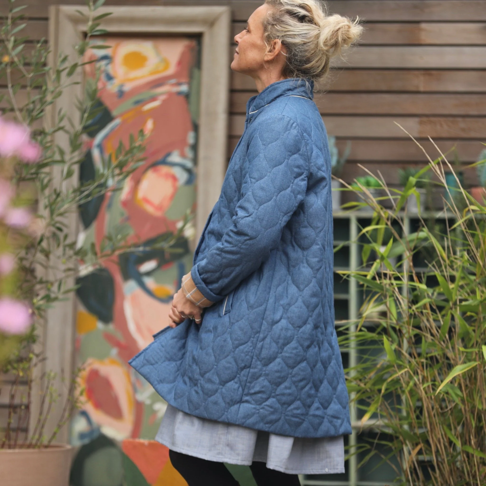 Manteau Paul 3/4 - jean bleu matelassé - Image 7