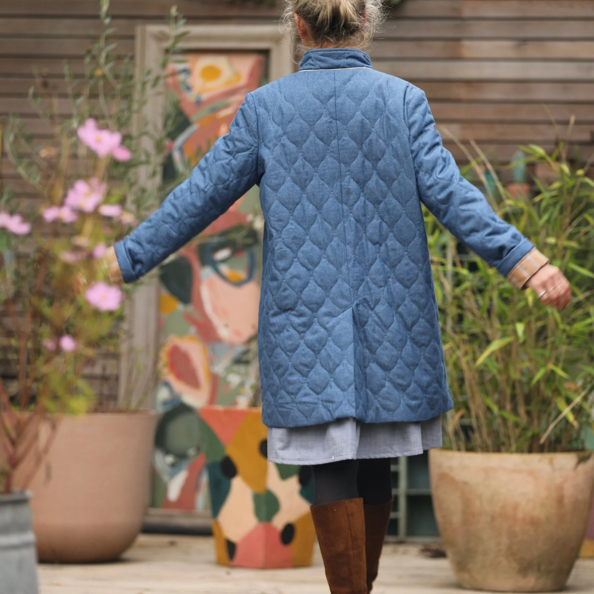 Manteau Paul 3/4 - jean bleu matelassé - Image 8