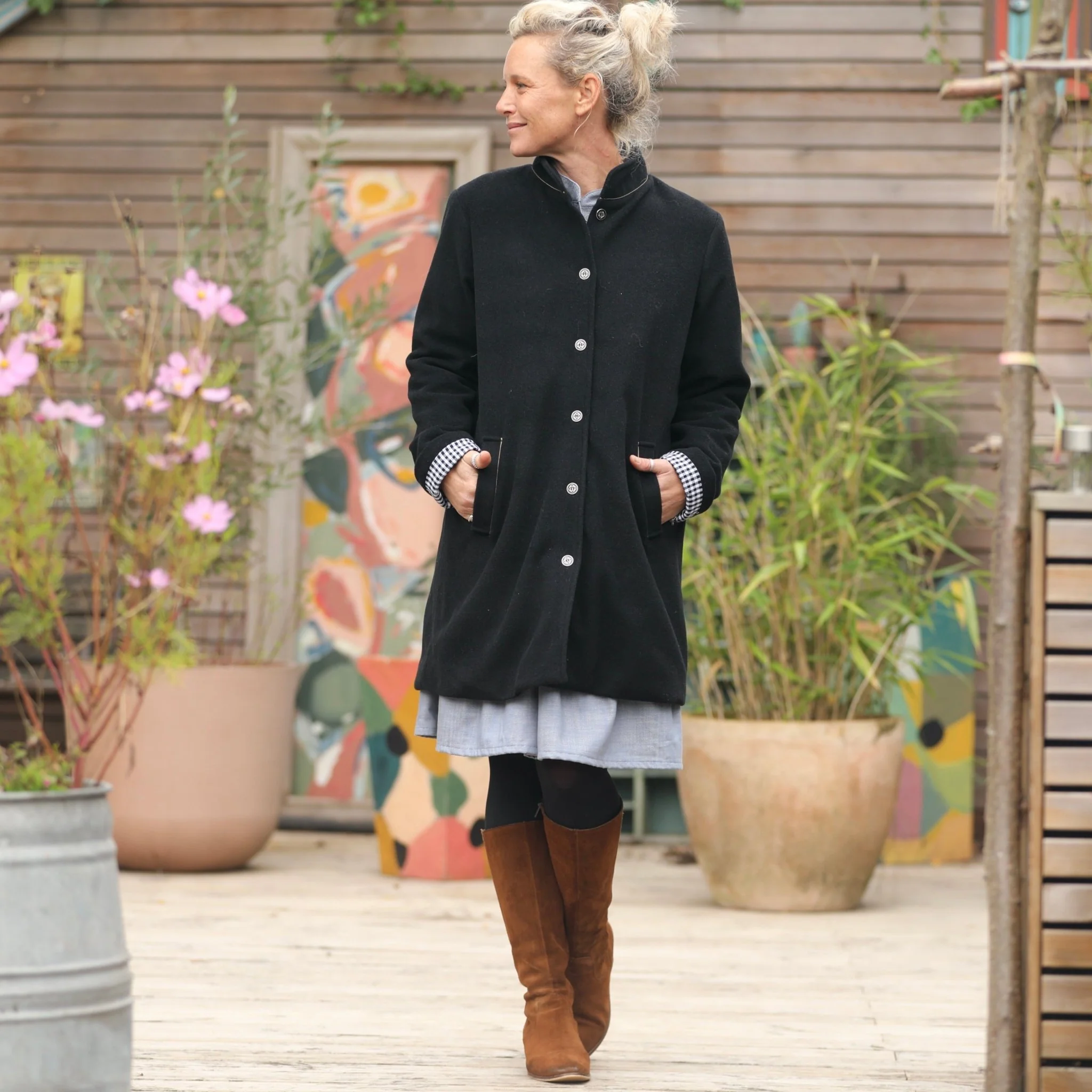 Manteau Paul  3/4 - lainage noir - Image 9