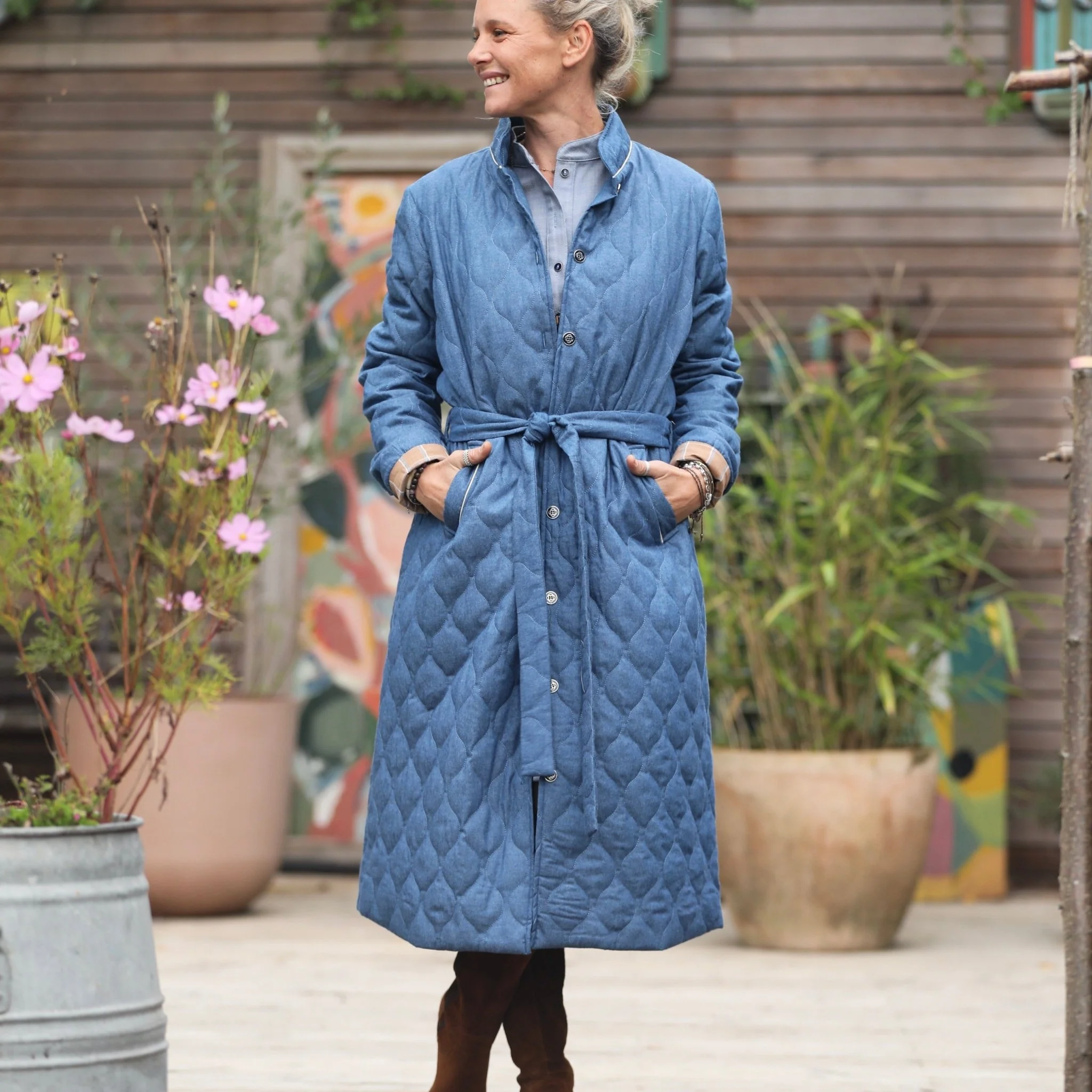 Manteau Paul long - jean bleu matelassé