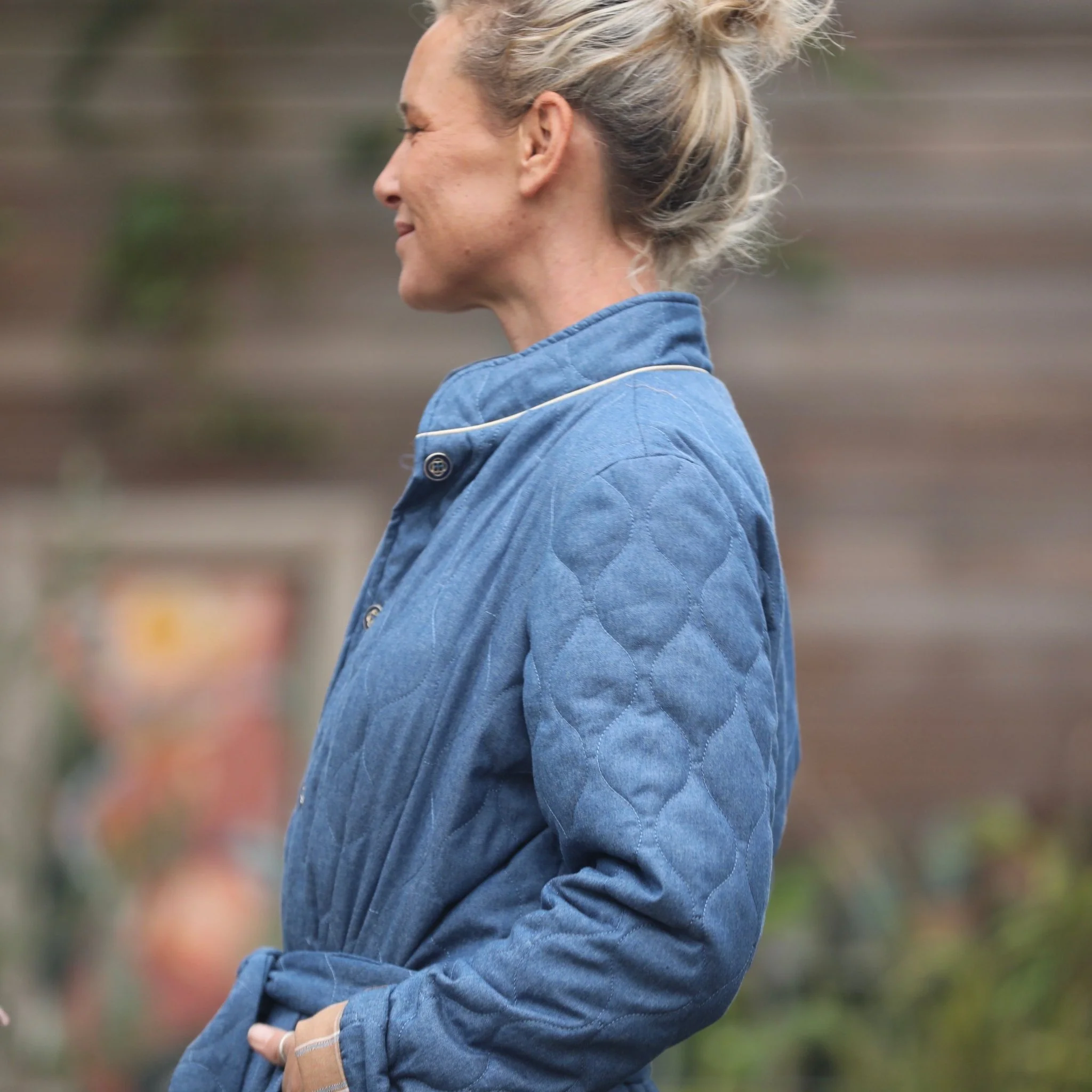Manteau Paul long - jean bleu matelassé - Image 5