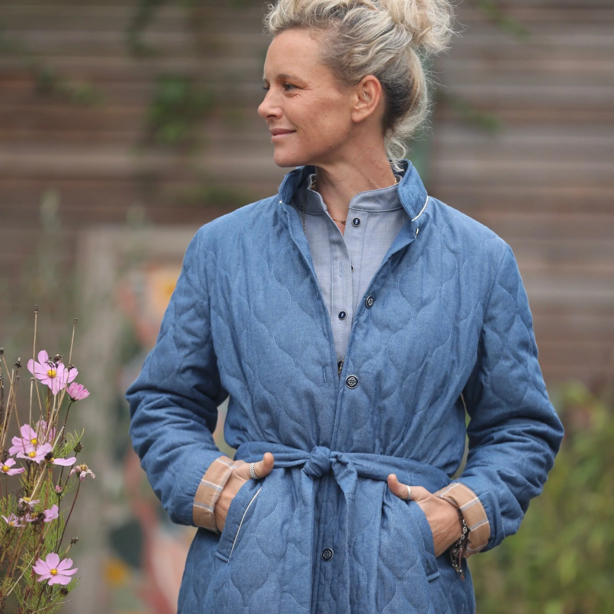 Manteau Paul long - jean bleu matelassé - Image 8