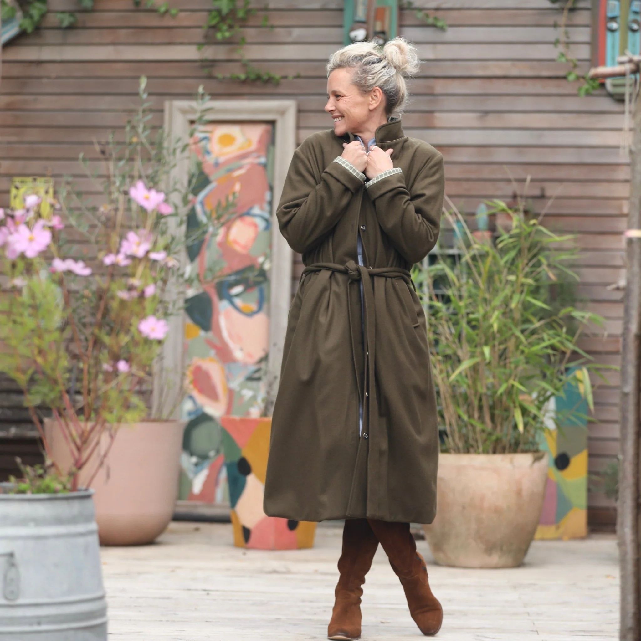 Manteau Paul long - lainage kaki