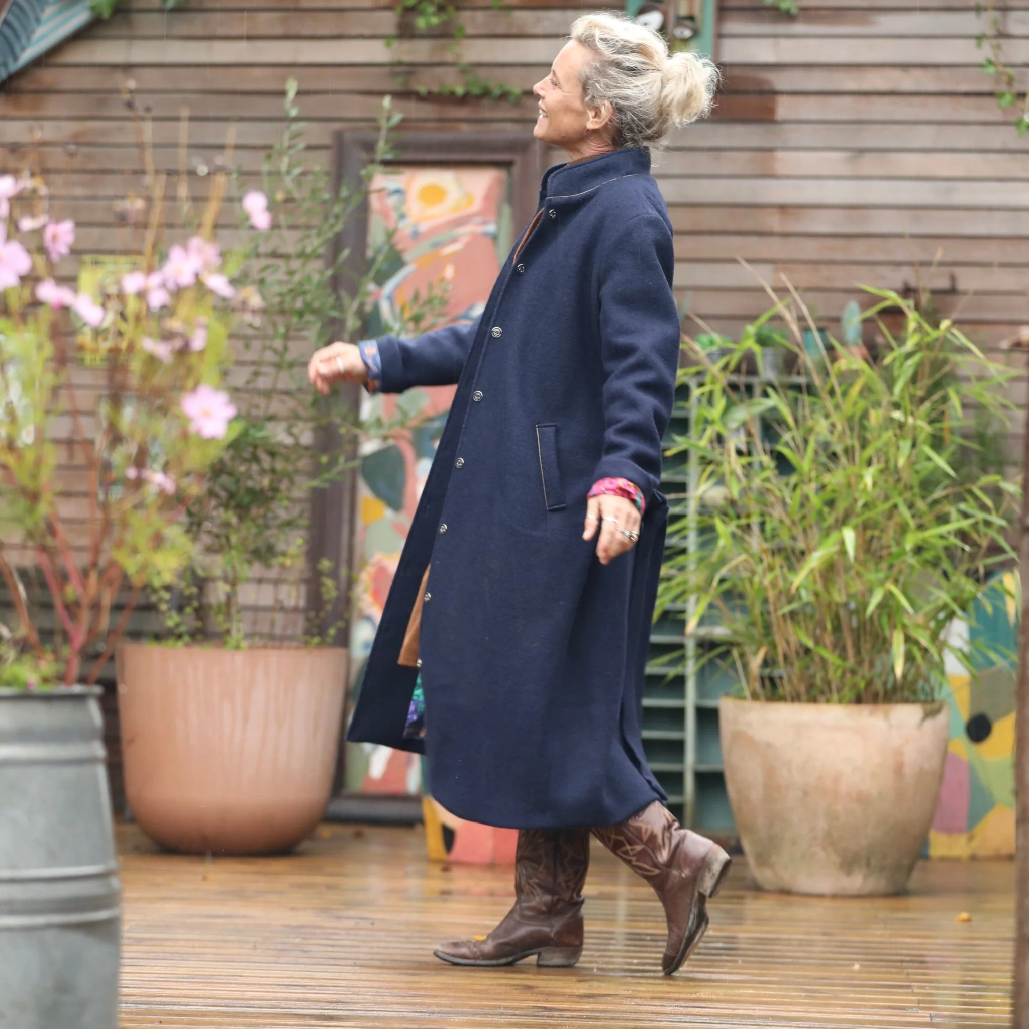 Manteau Paul long - laine bouillie bleu marine - Image 6