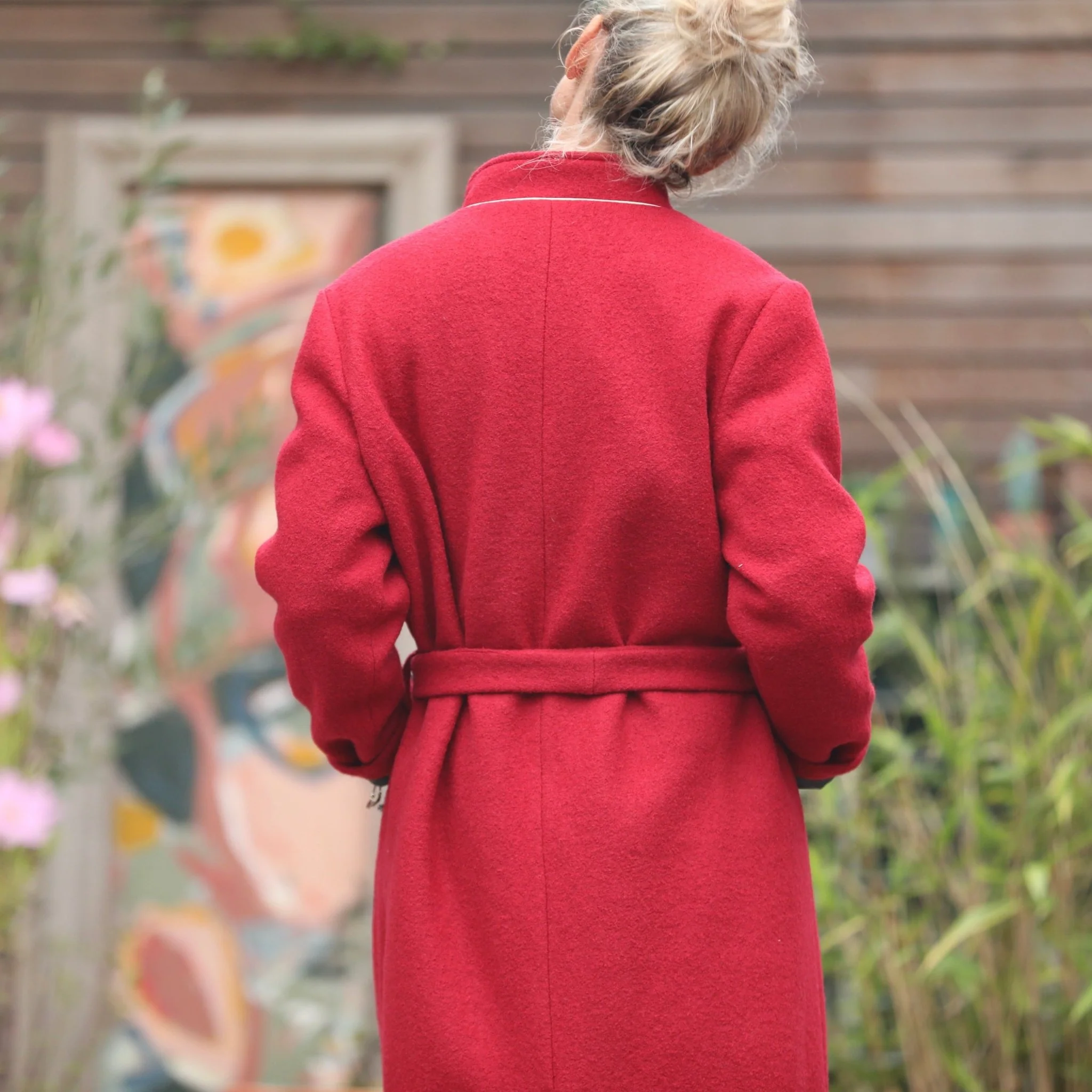 Manteau Paul long - laine bouillie grenat - Image 2