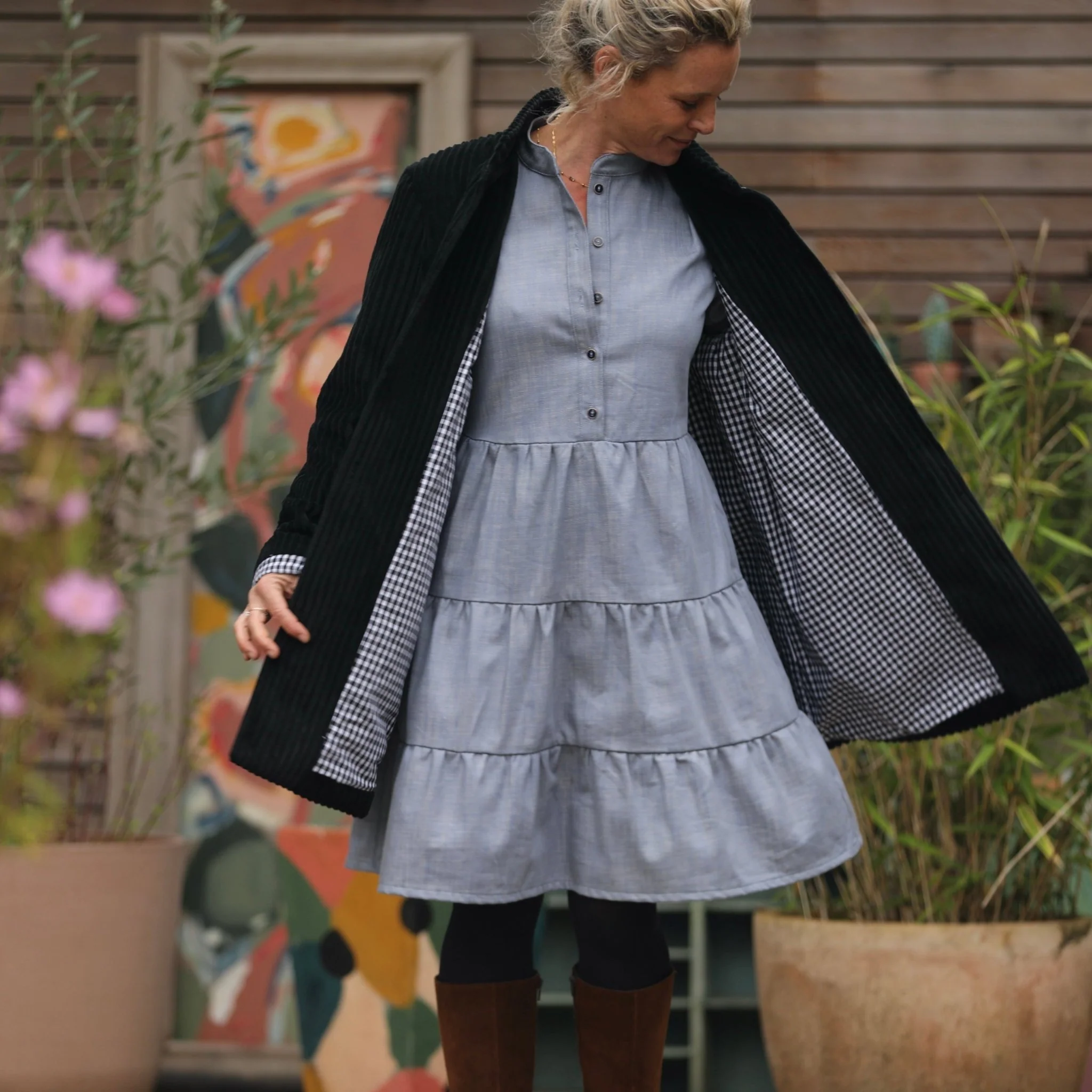 Manteau Paul 3/4 - velours larges côtes noir - Image 10