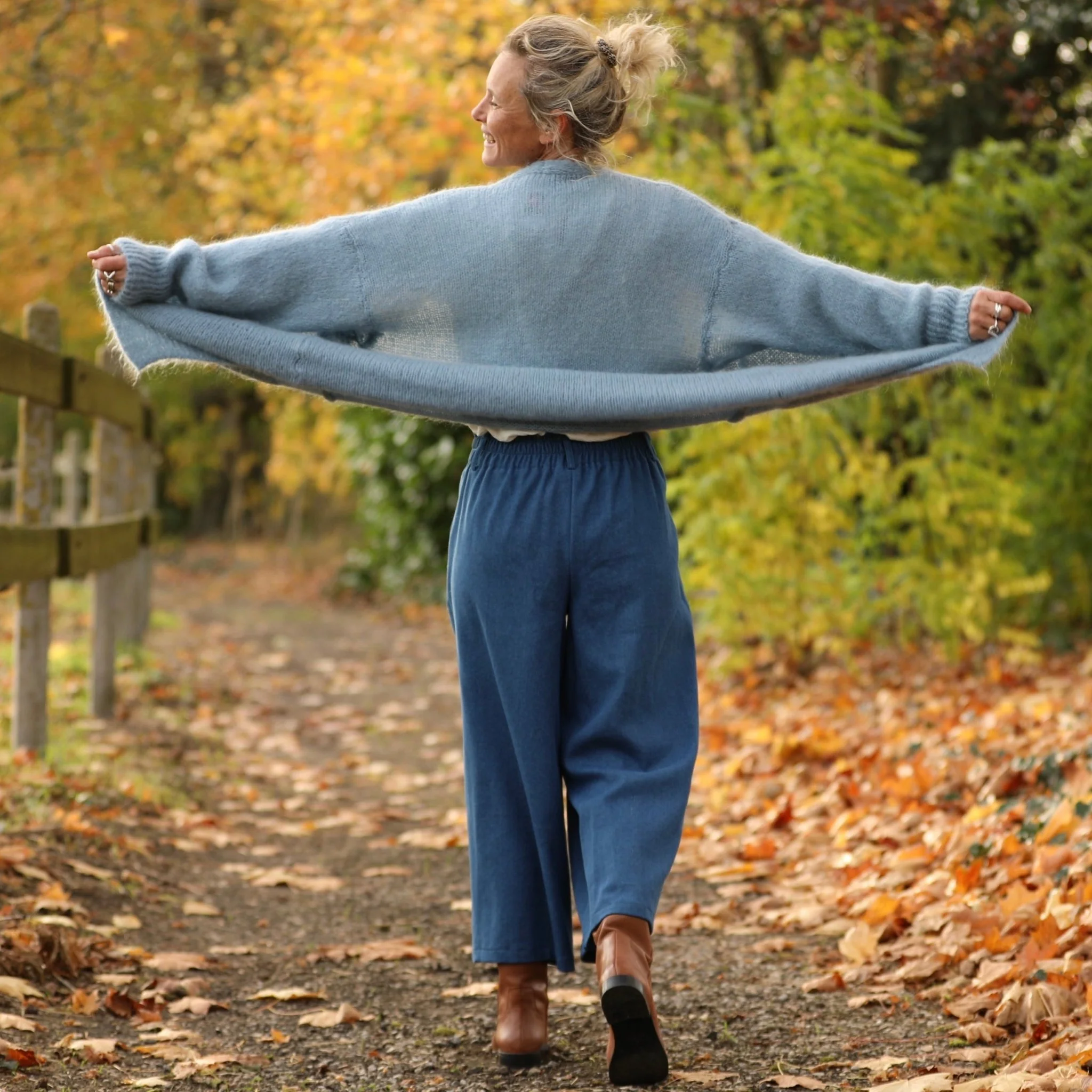 Jupe culotte Margot - jean de coton bleu - Image 3