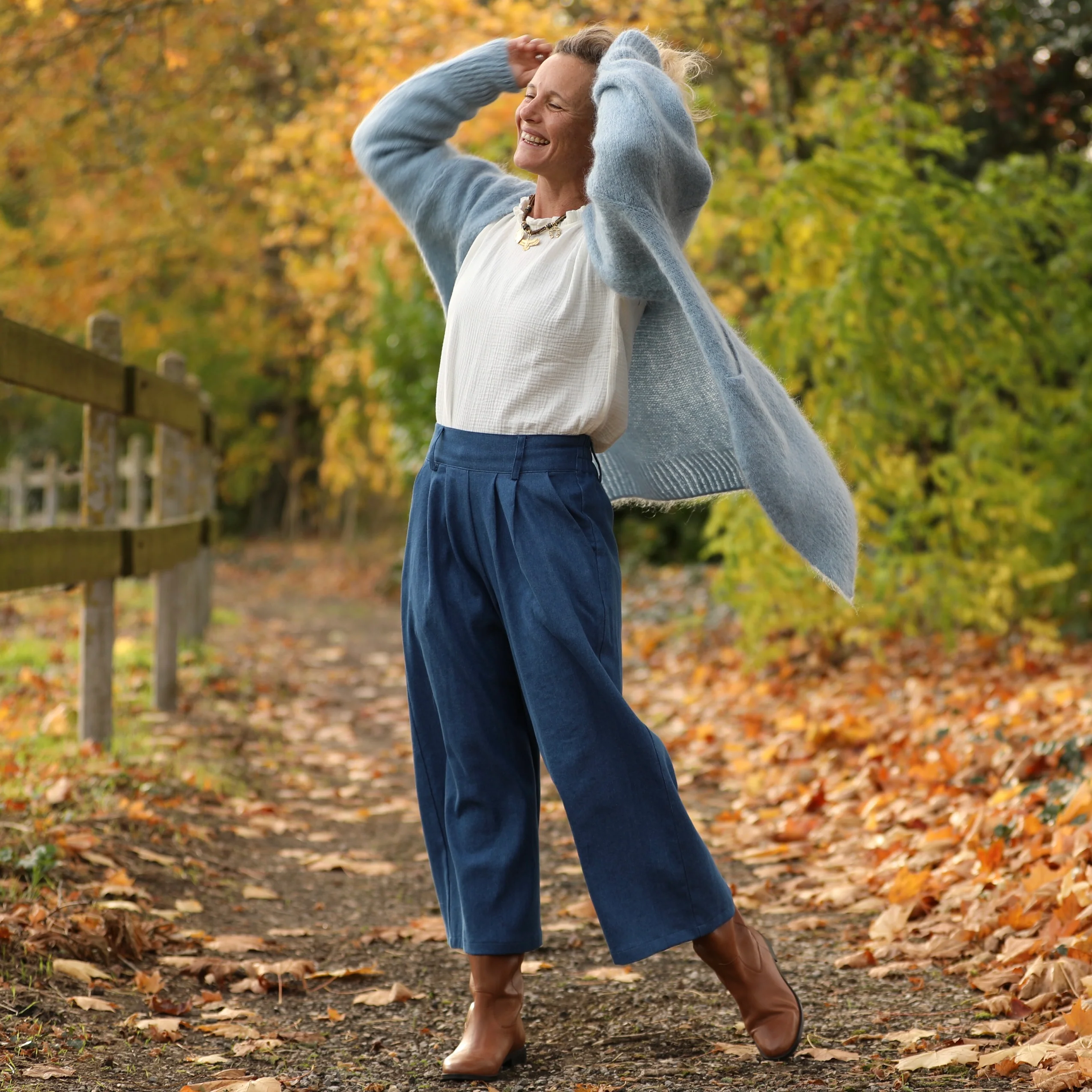 Jupe culotte Margot - jean de coton bleu - Image 7