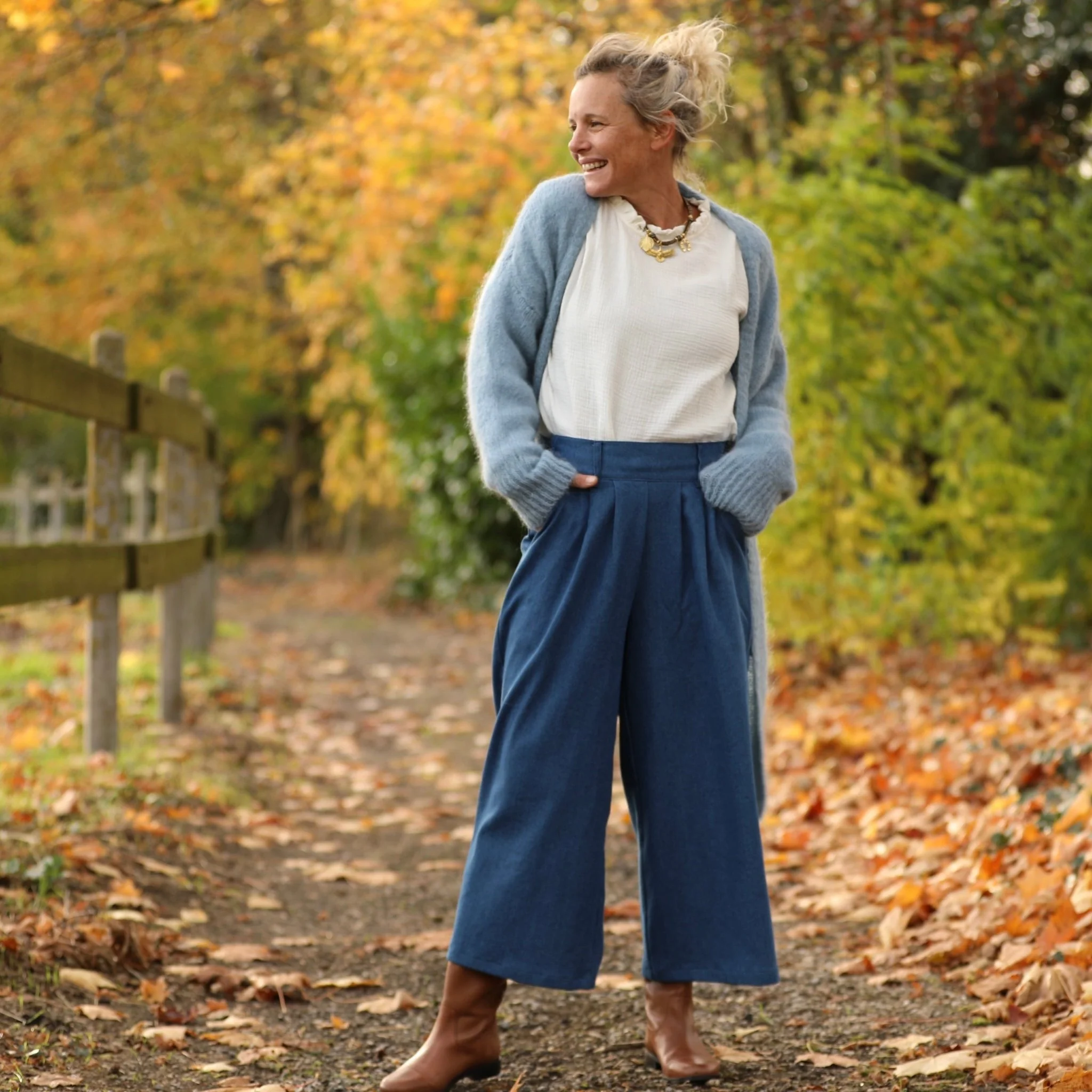 Jupe culotte Margot - jean de coton bleu - Image 8