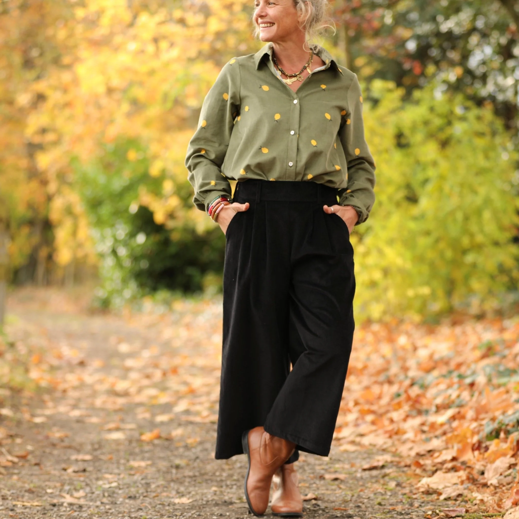 Jupe culotte Margot - velours côtelé noir