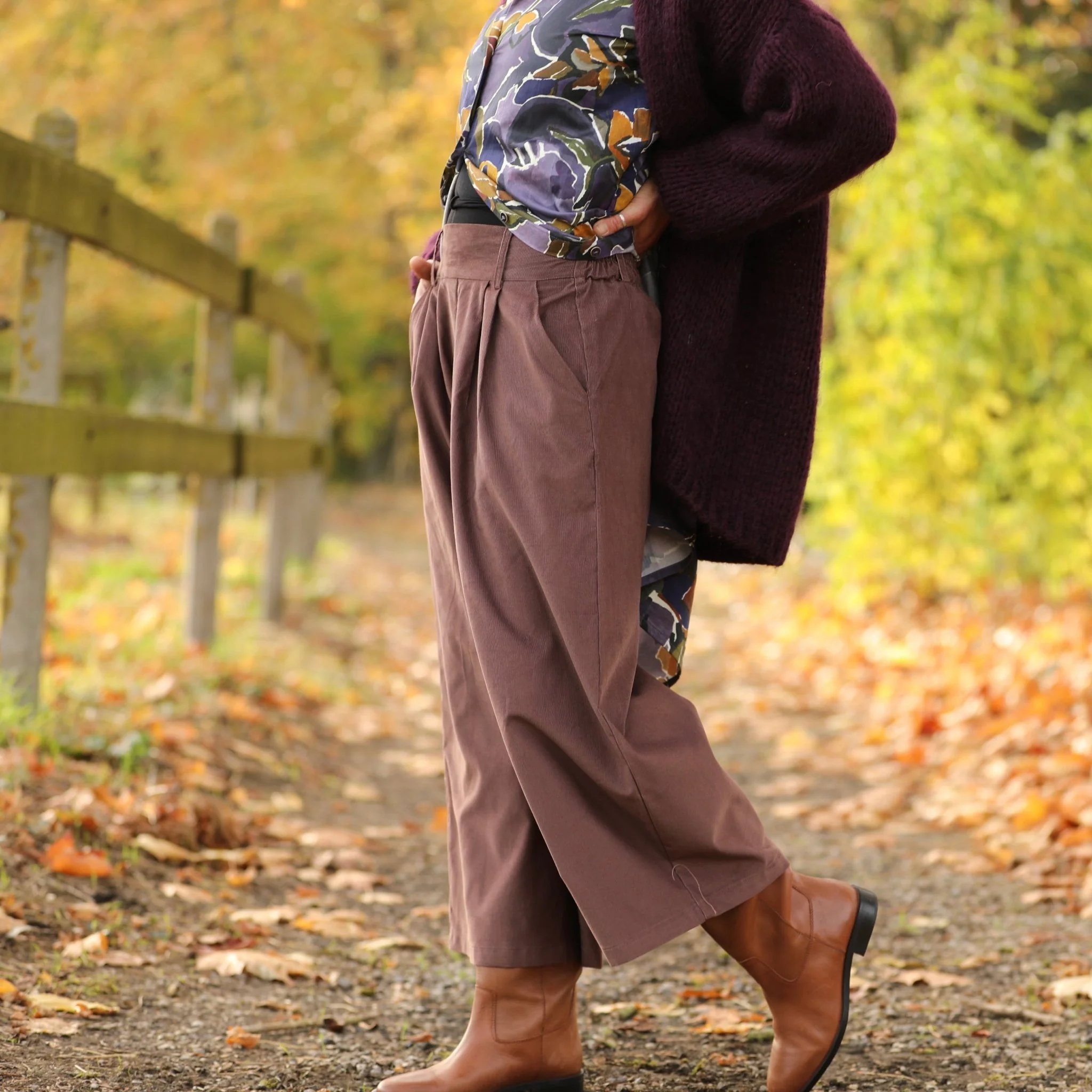 Jupe culotte Margot - velours milleraies moka - Image 3