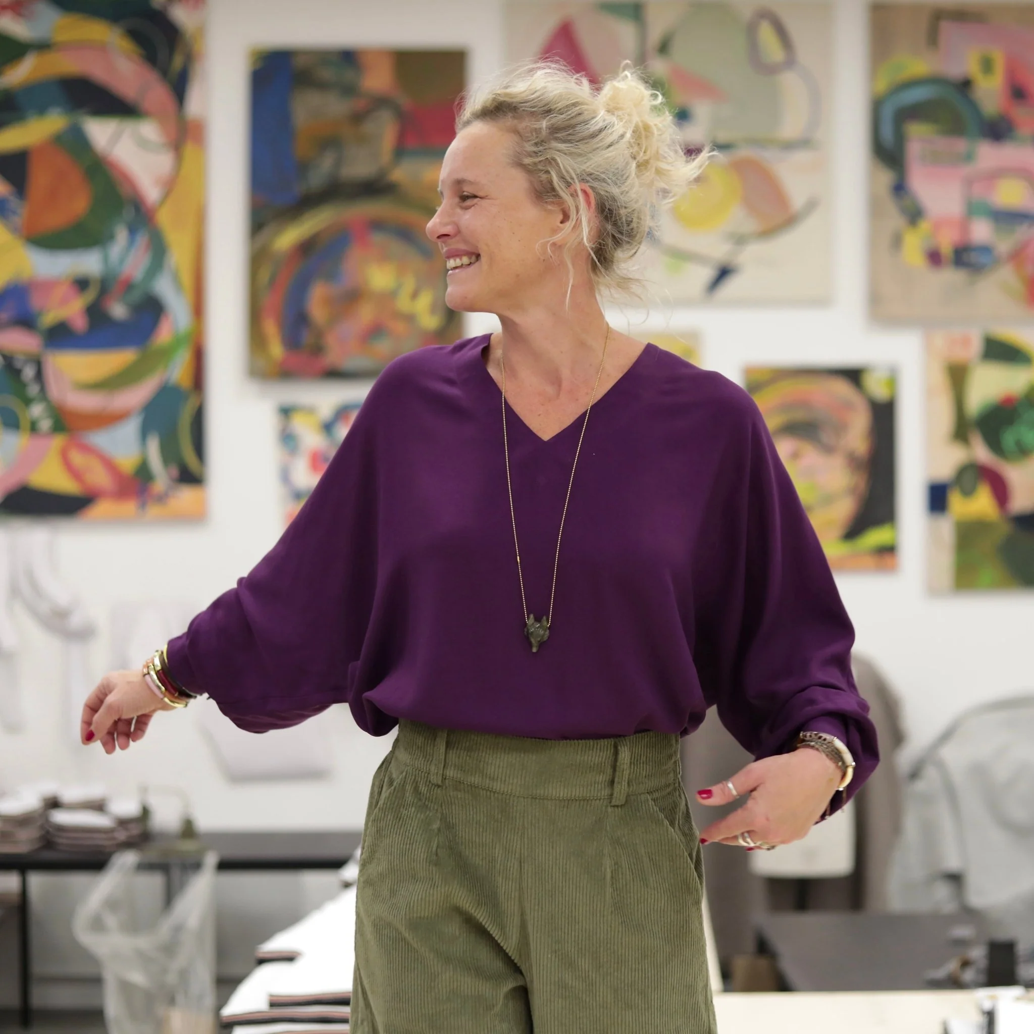 Blouse  Mina – Sergé de viscose prune - Image 3