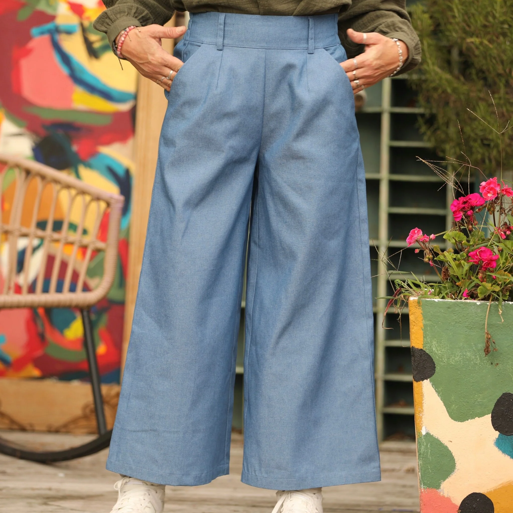 Pantalon Alex - Jean de coton bleu stone