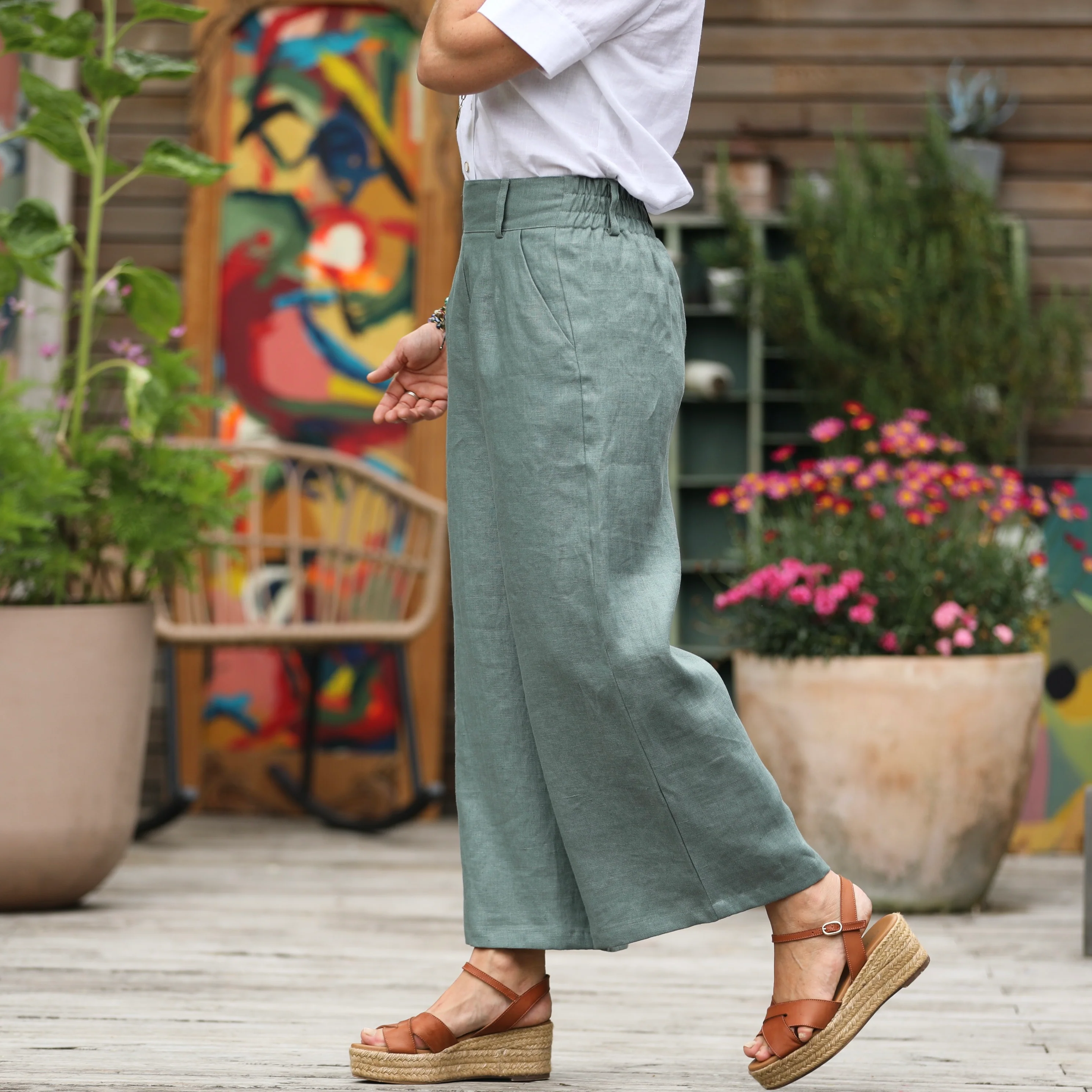 Pantalon Alex - Lin vert d'eau - Image 6