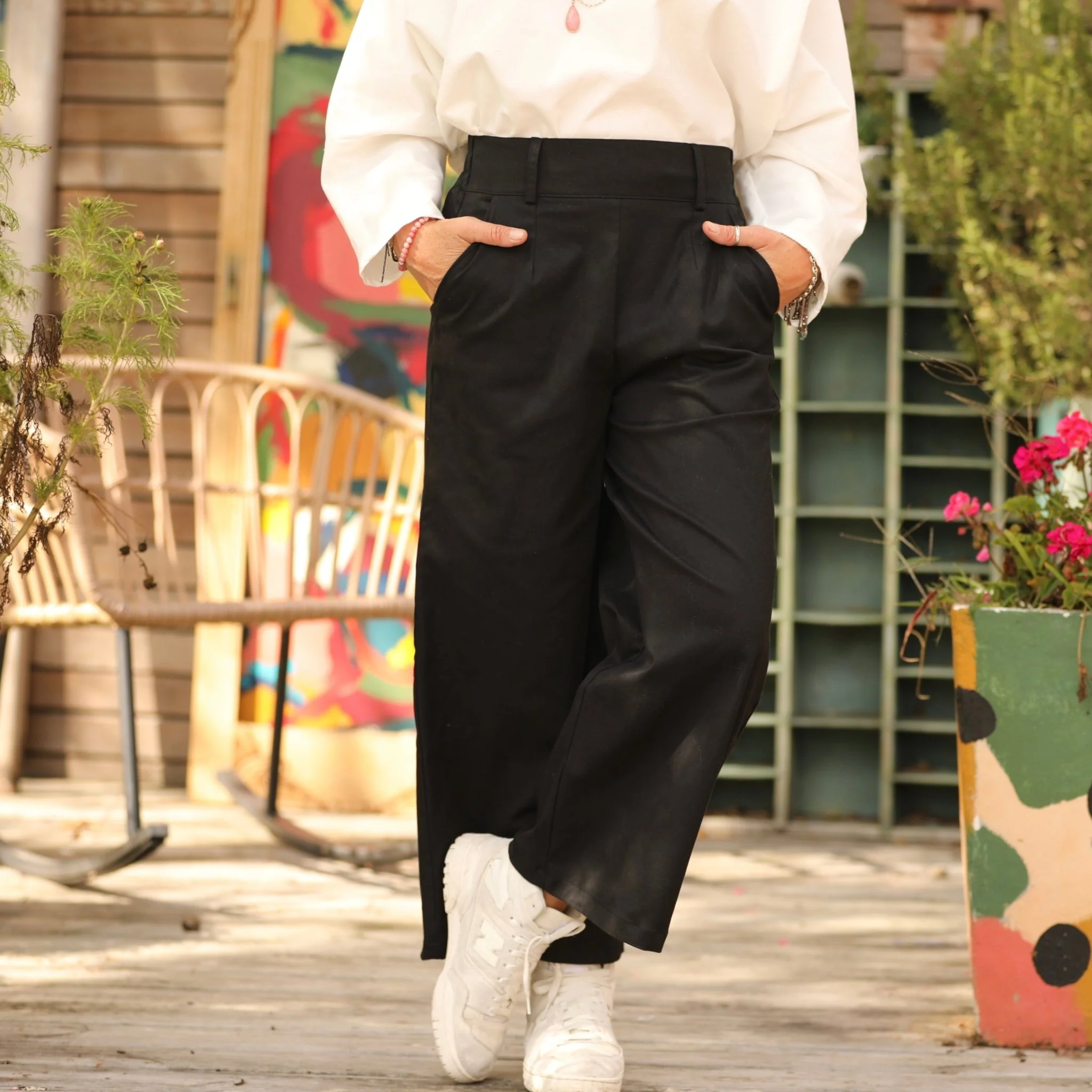 Pantalon Alex - Sergé de viscose/coton noir - Image 5