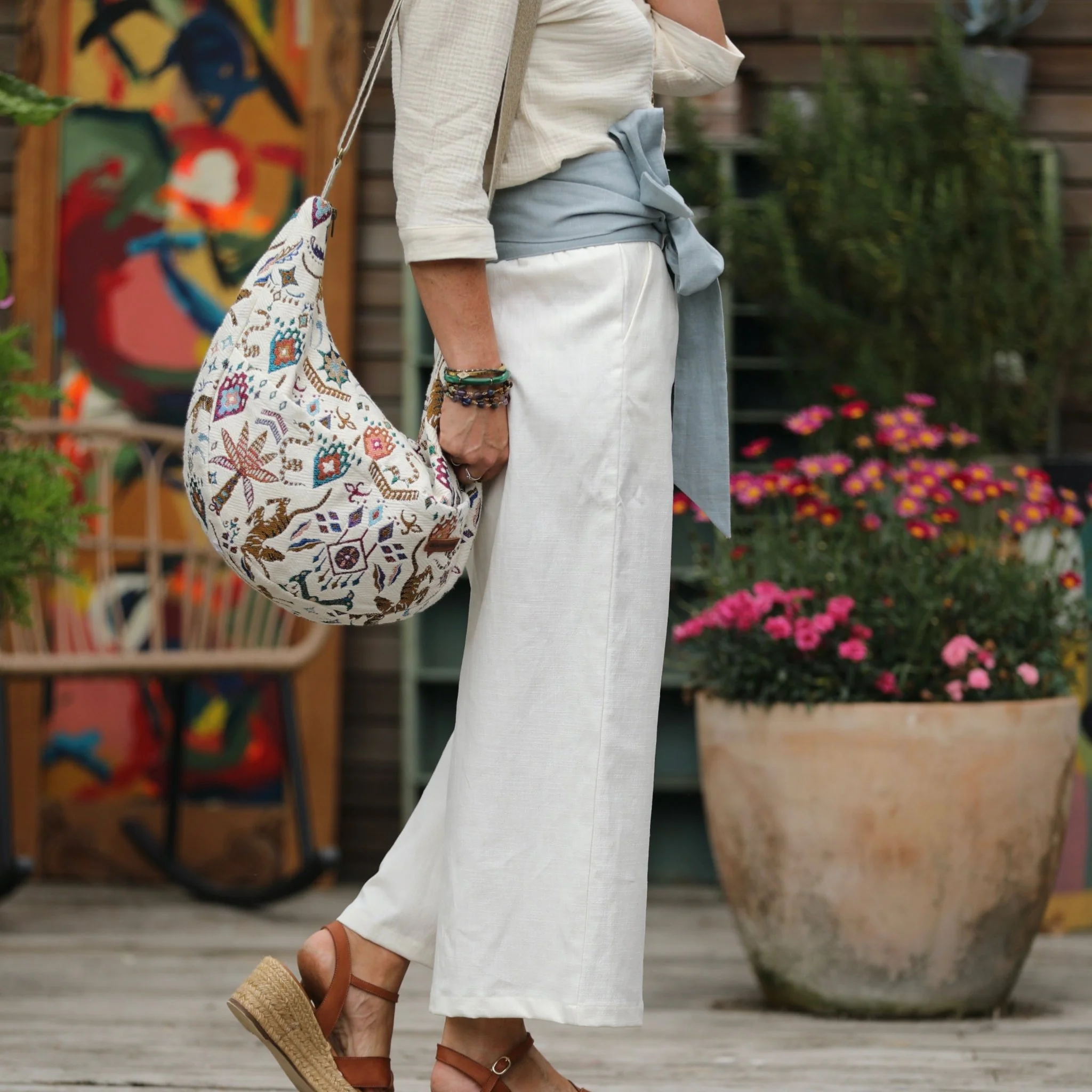 Pantalon Alex - Toile coton/lin blanc cassé - Image 3