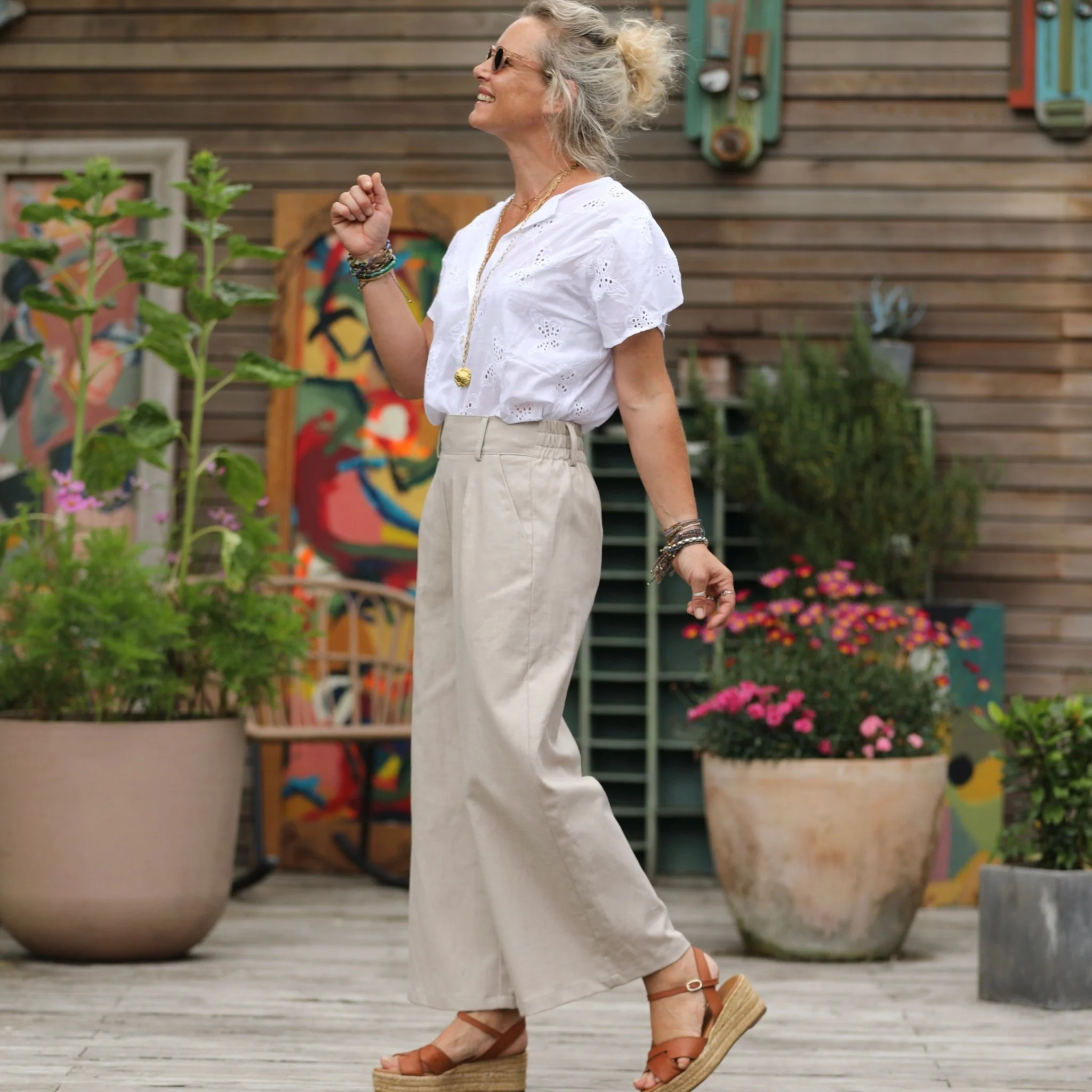 Pantalon Alex - Toile coton/lin ficelle - Image 2