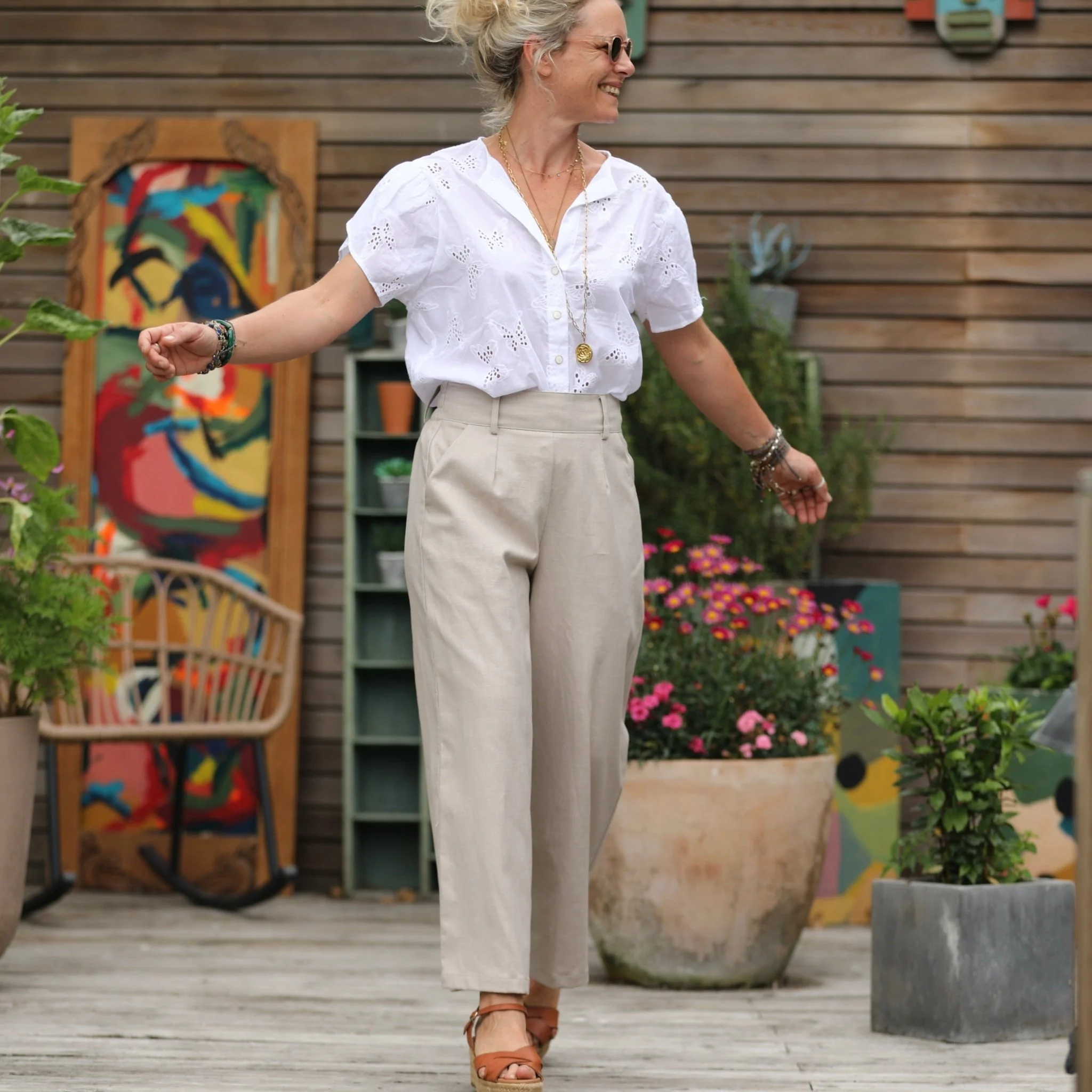 Pantalon Alex - Toile coton/lin ficelle - Image 6